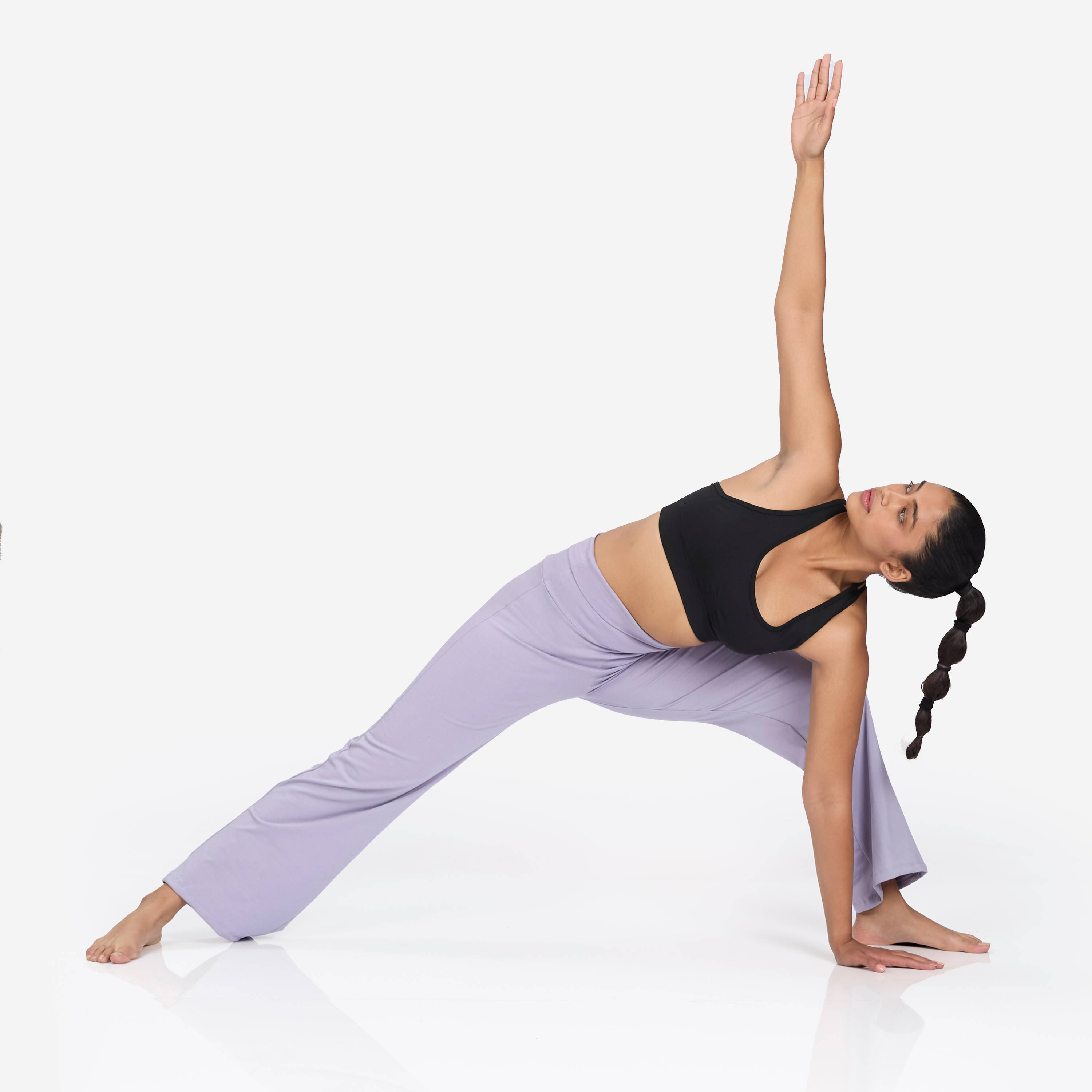 Women Yoga Pants, Stretchable, High-Waisted, Adjustable Fit, 500 - Smoked Purple -  3