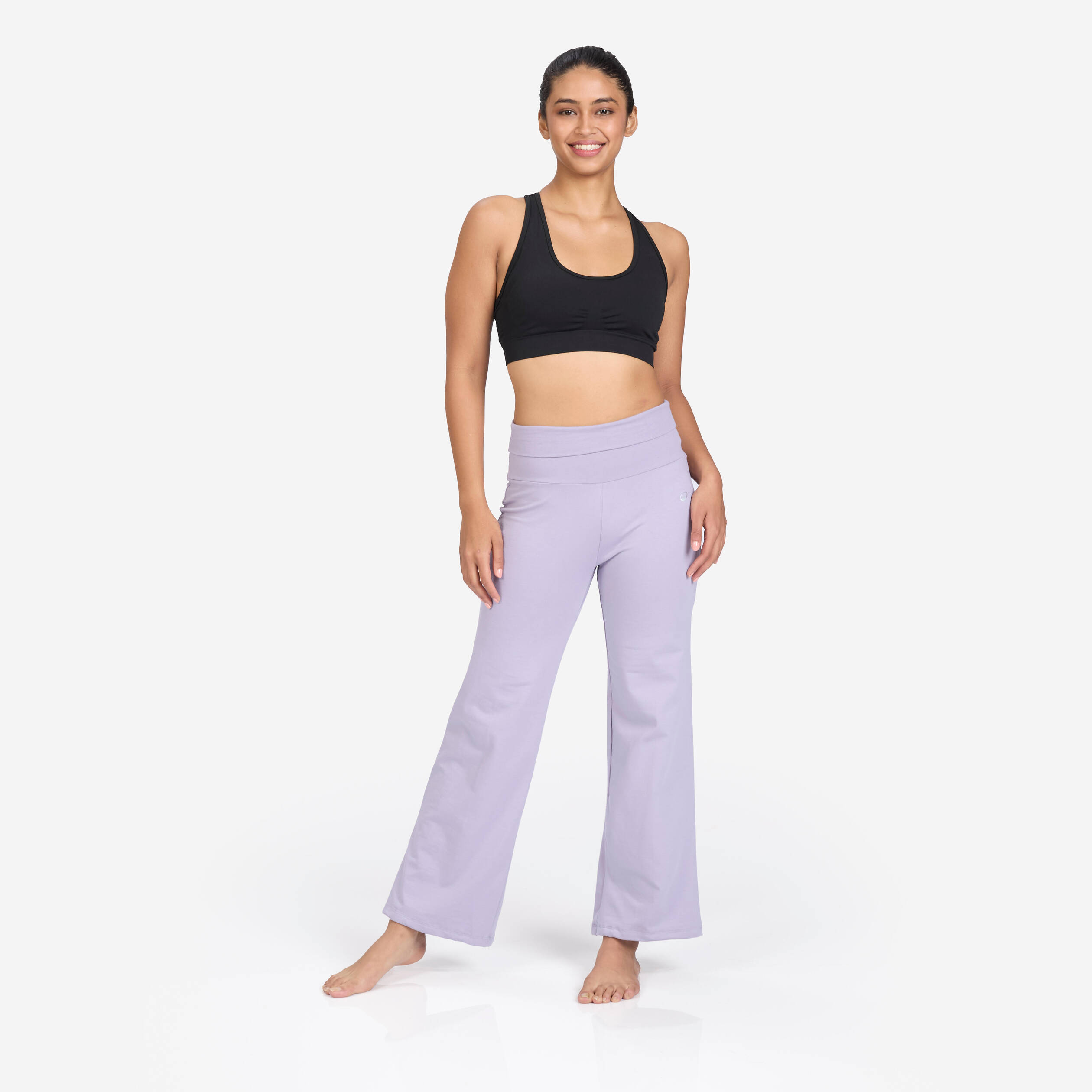 Women Yoga Pants, Stretchable, High-Waisted, Adjustable Fit, 500 - Smoked Purple
