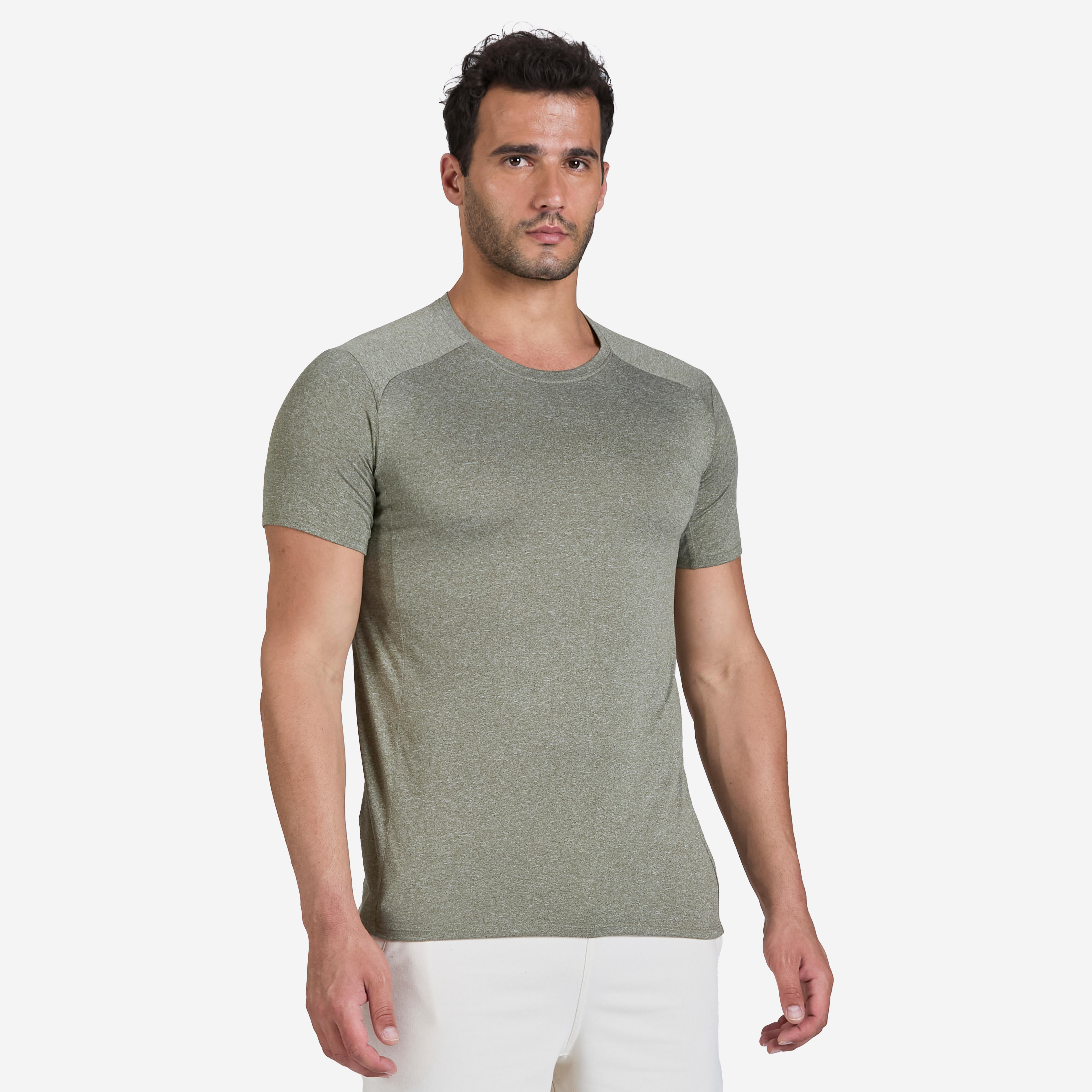 Men's Basic Fitness T-Shirt TS 100 - Khaki Green
