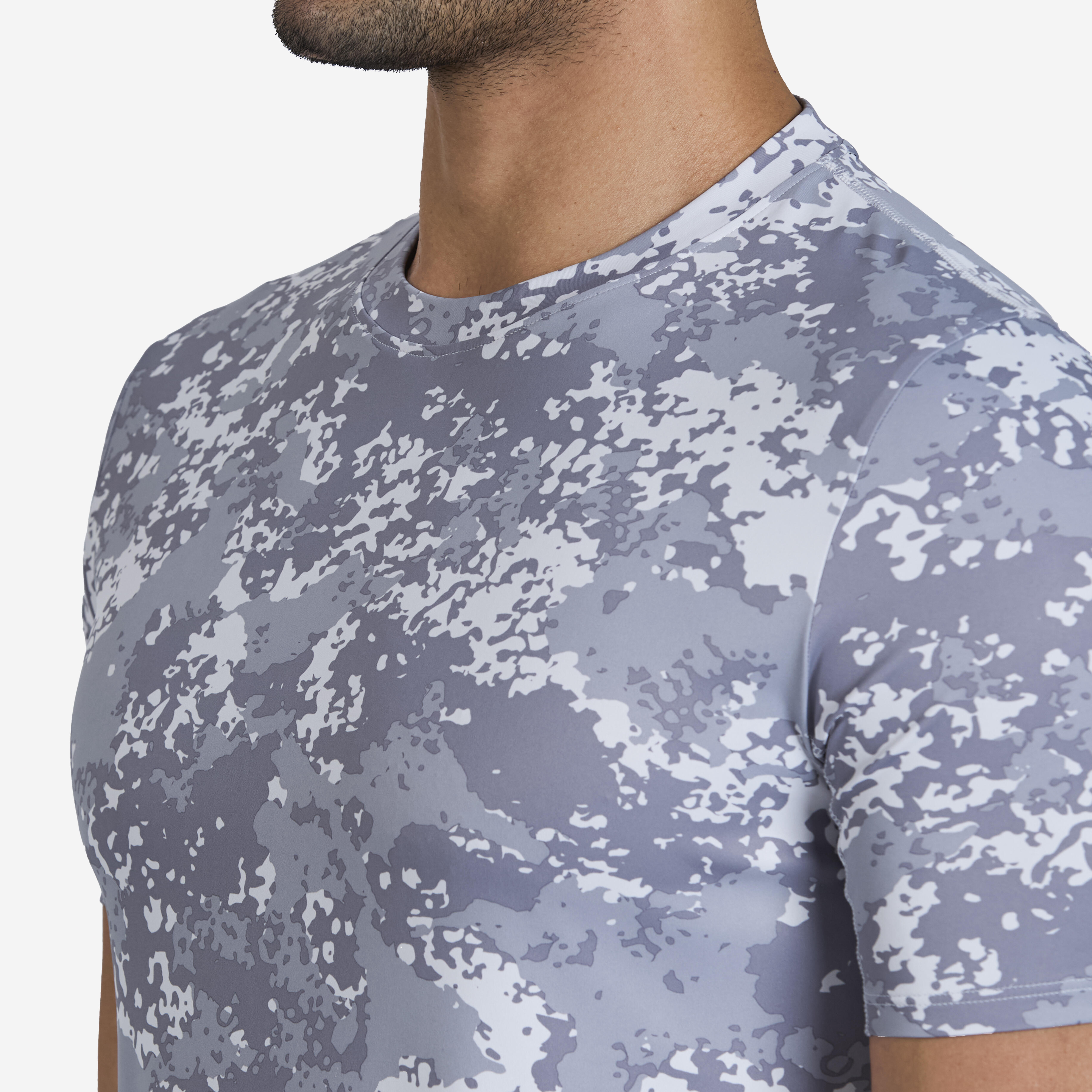 Men's Fitness Short-Sleeved Crew Neck Breathable T-Shirt 120 - Grey