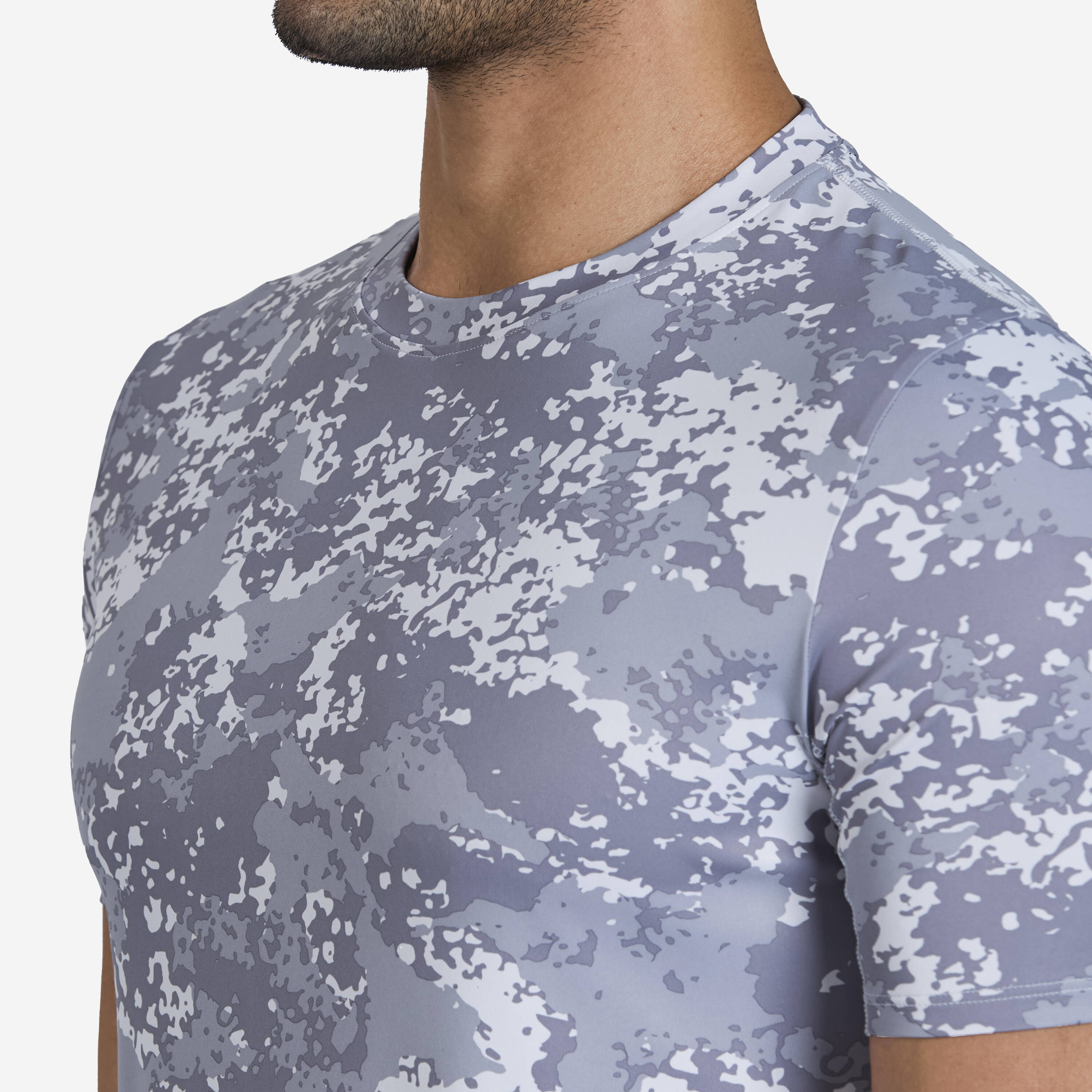 Men's Fitness Short-Sleeved Crew Neck Breathable T-Shirt 120 - Grey -  4
