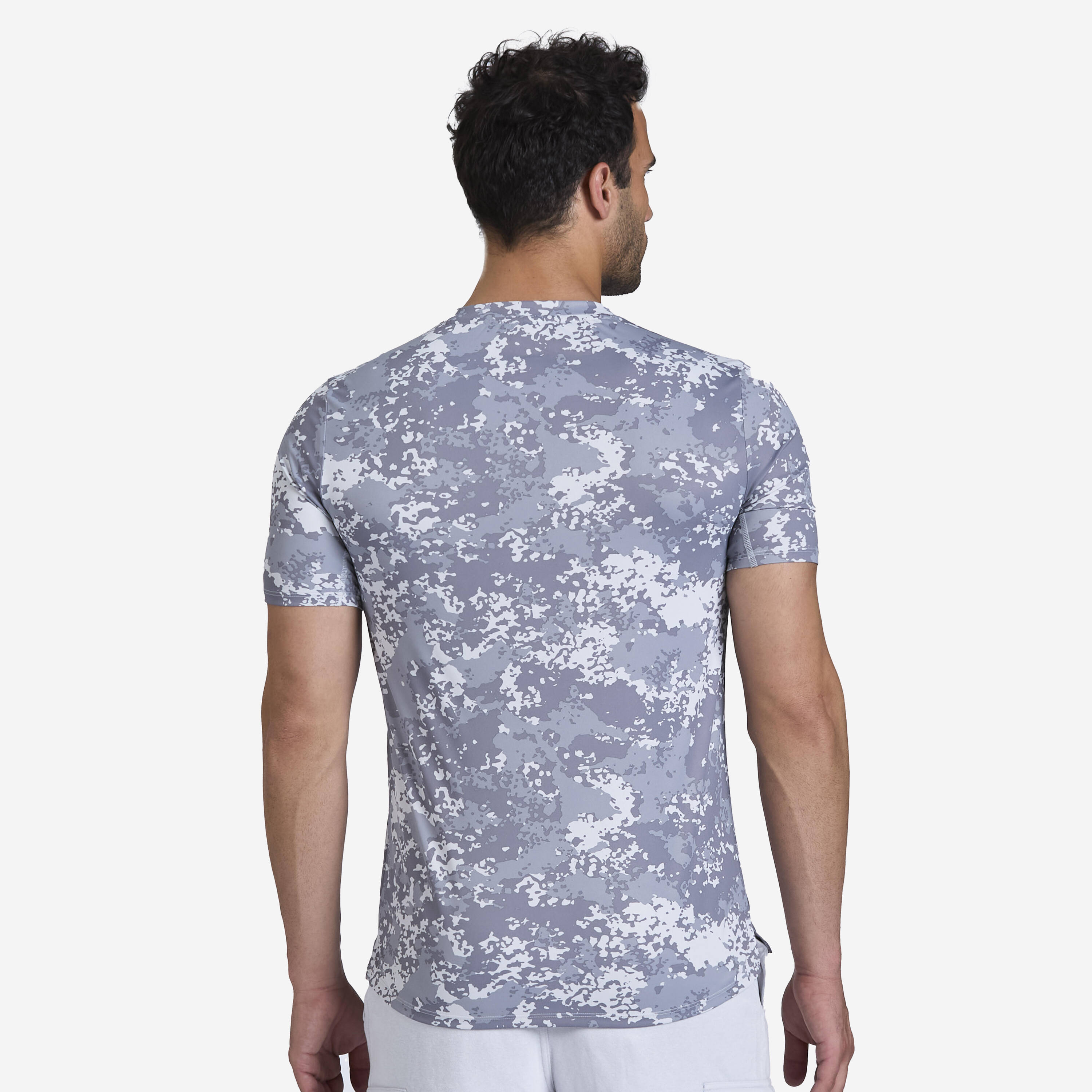 Men's Fitness Short-Sleeved Crew Neck Breathable T-Shirt 120 - Grey -  3