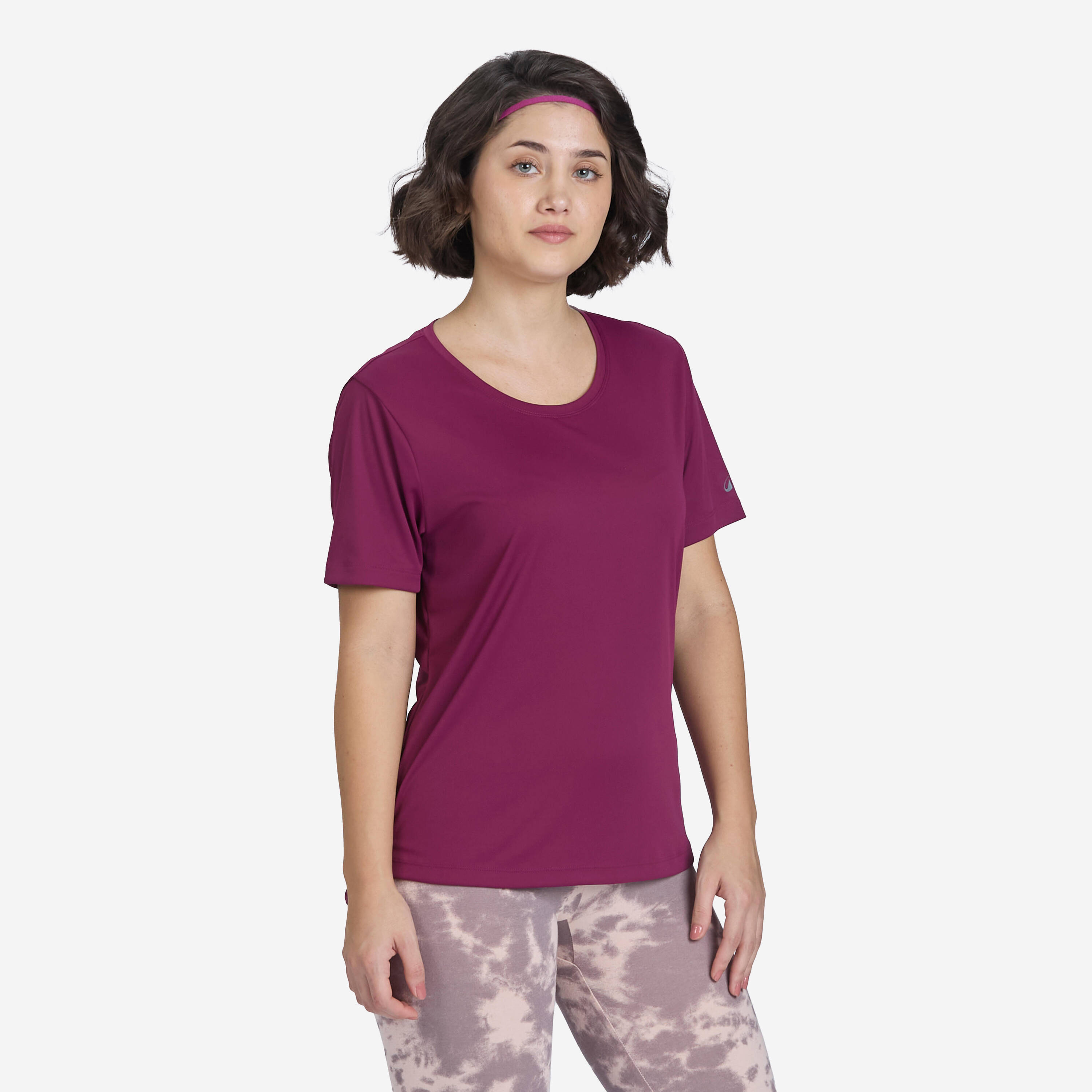 Women's Crew Neck Fitness T-Shirt 120 - Plum Purple -  1