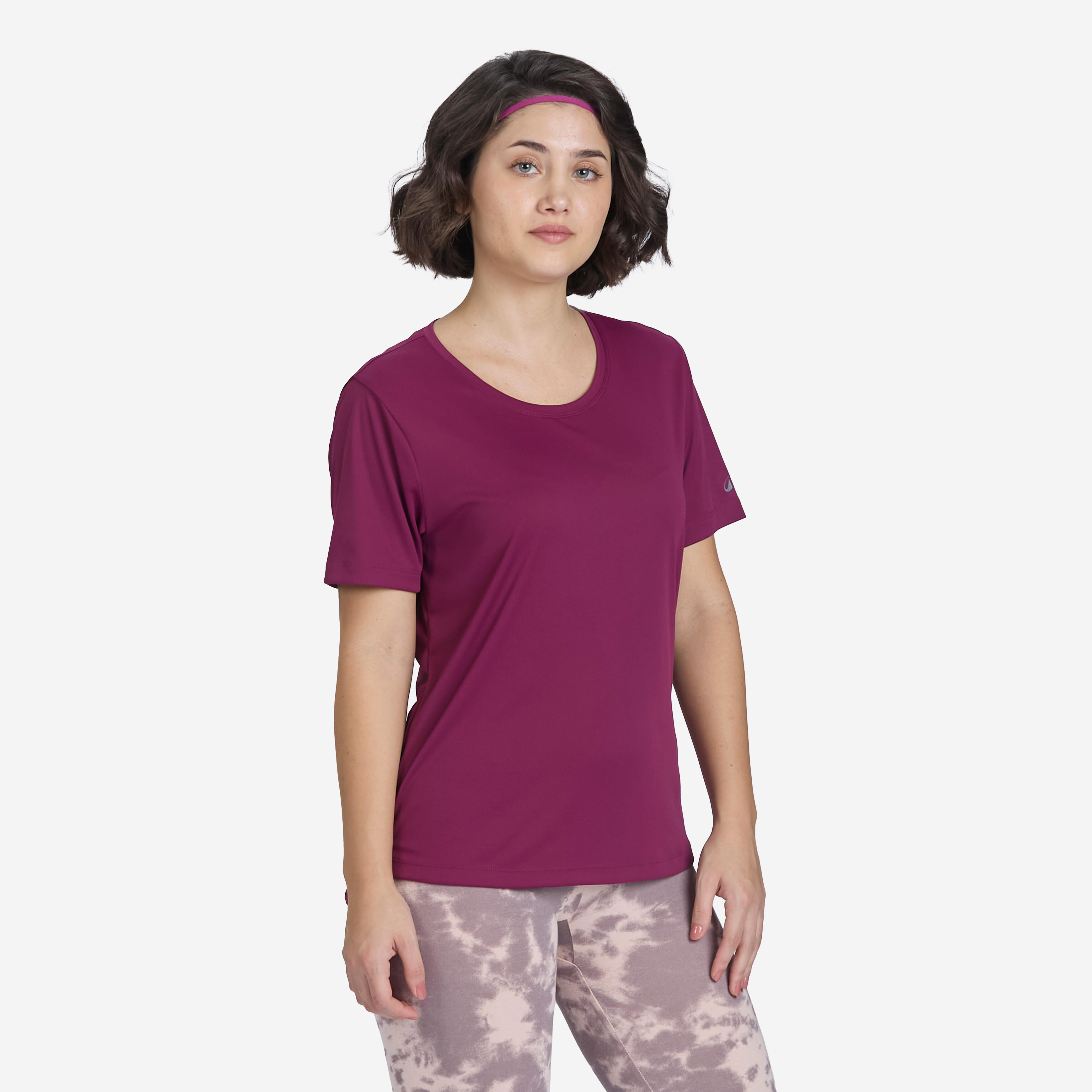 Women's Crew Neck Fitness T-Shirt 120 - Plum Purple