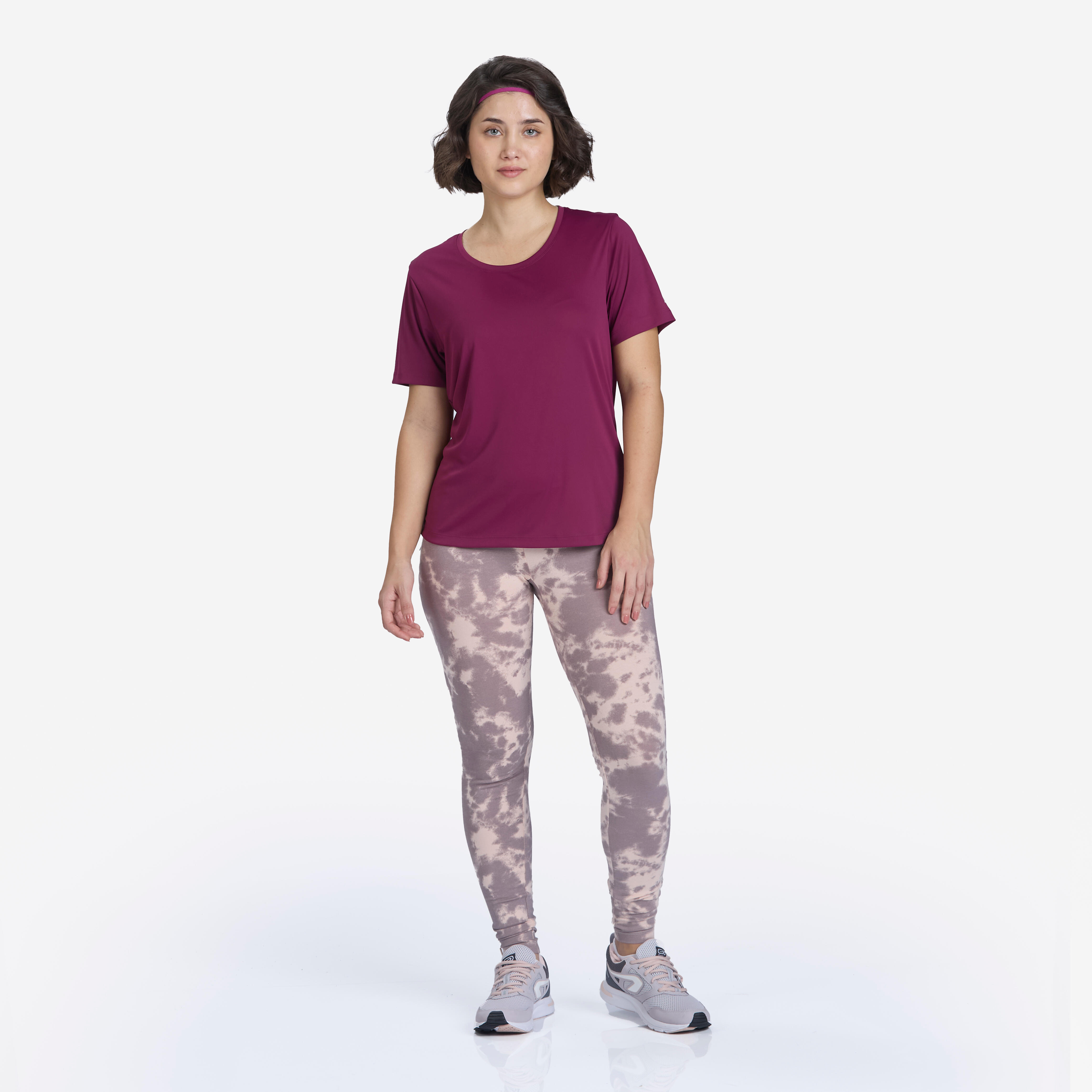Women's Crew Neck Fitness T-Shirt 120 - Plum Purple
