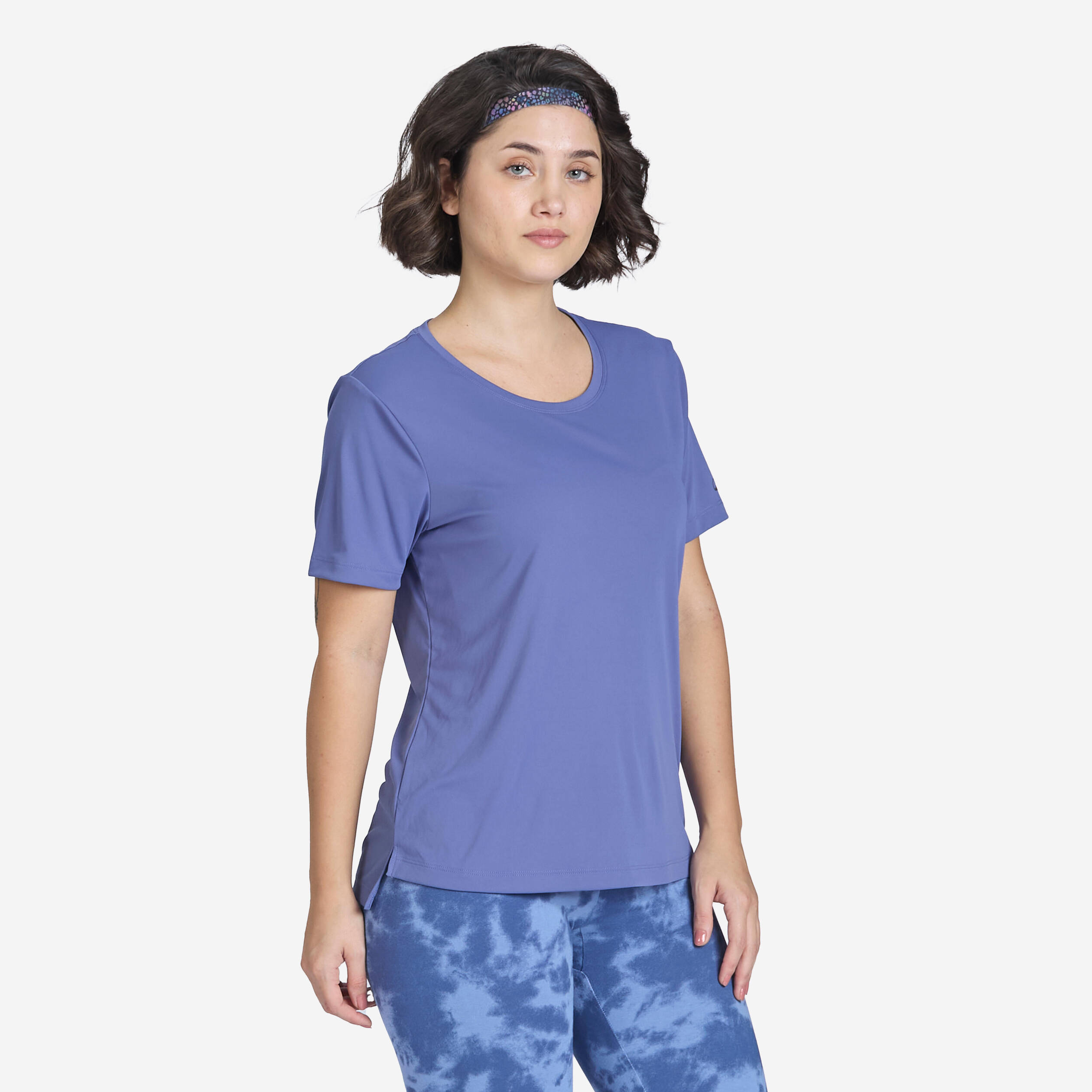 Women's Short-Sleeved Fitness T-Shirt 120 - Comet Blue