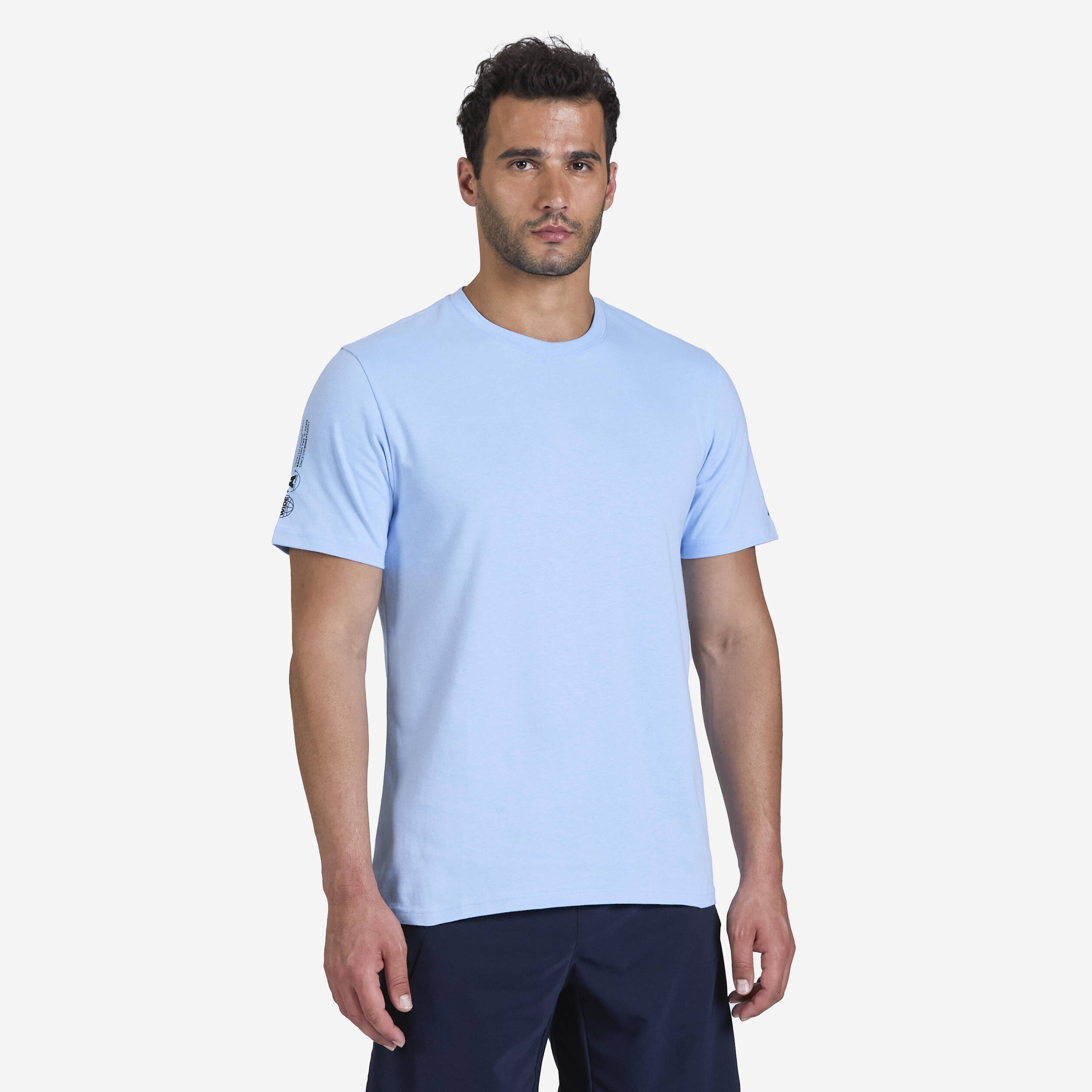 Men's Regular Cotton Fitness T-Shirt 500 - Snowflake Blue