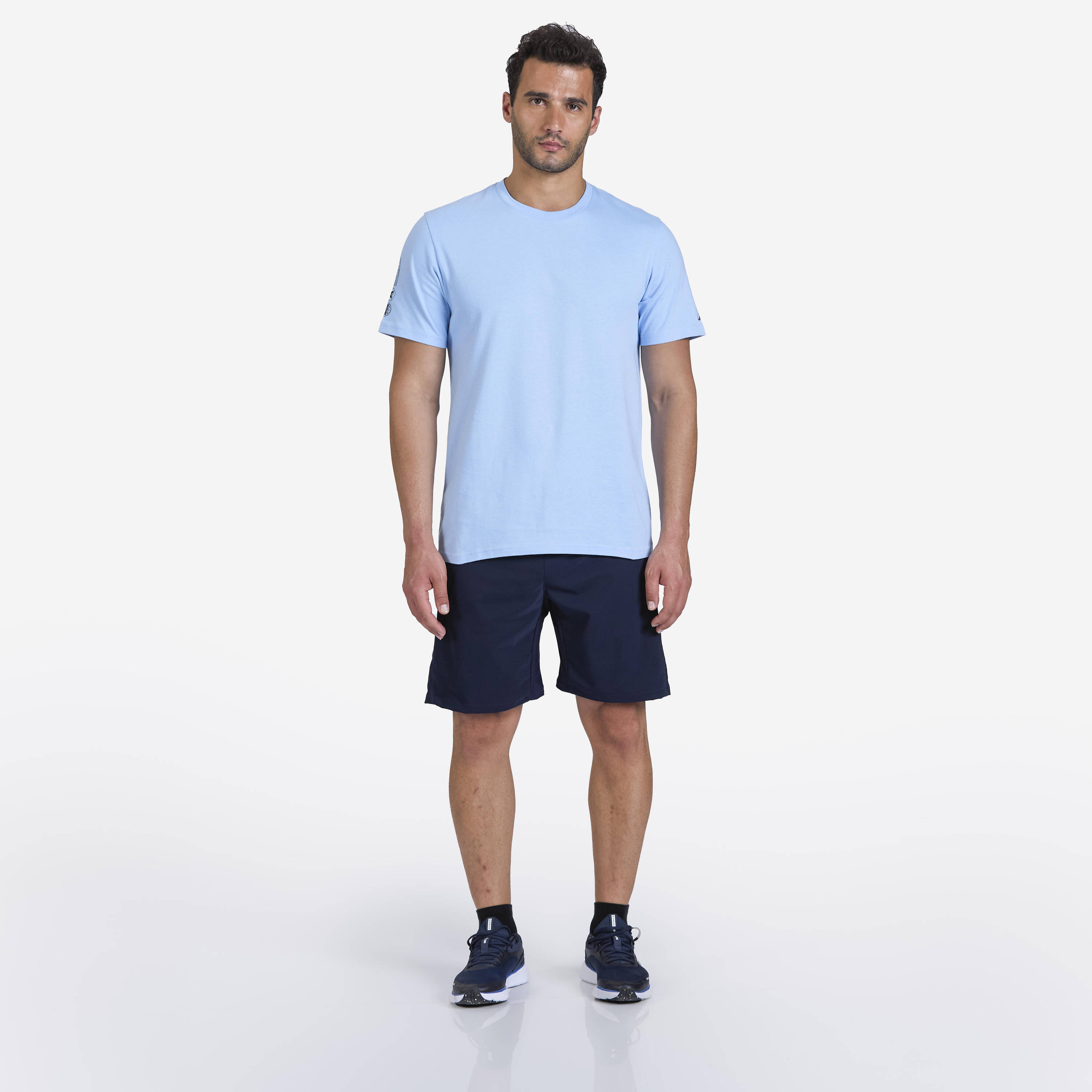 Men's Regular Cotton Fitness T-Shirt 500 - Snowflake Blue -  2