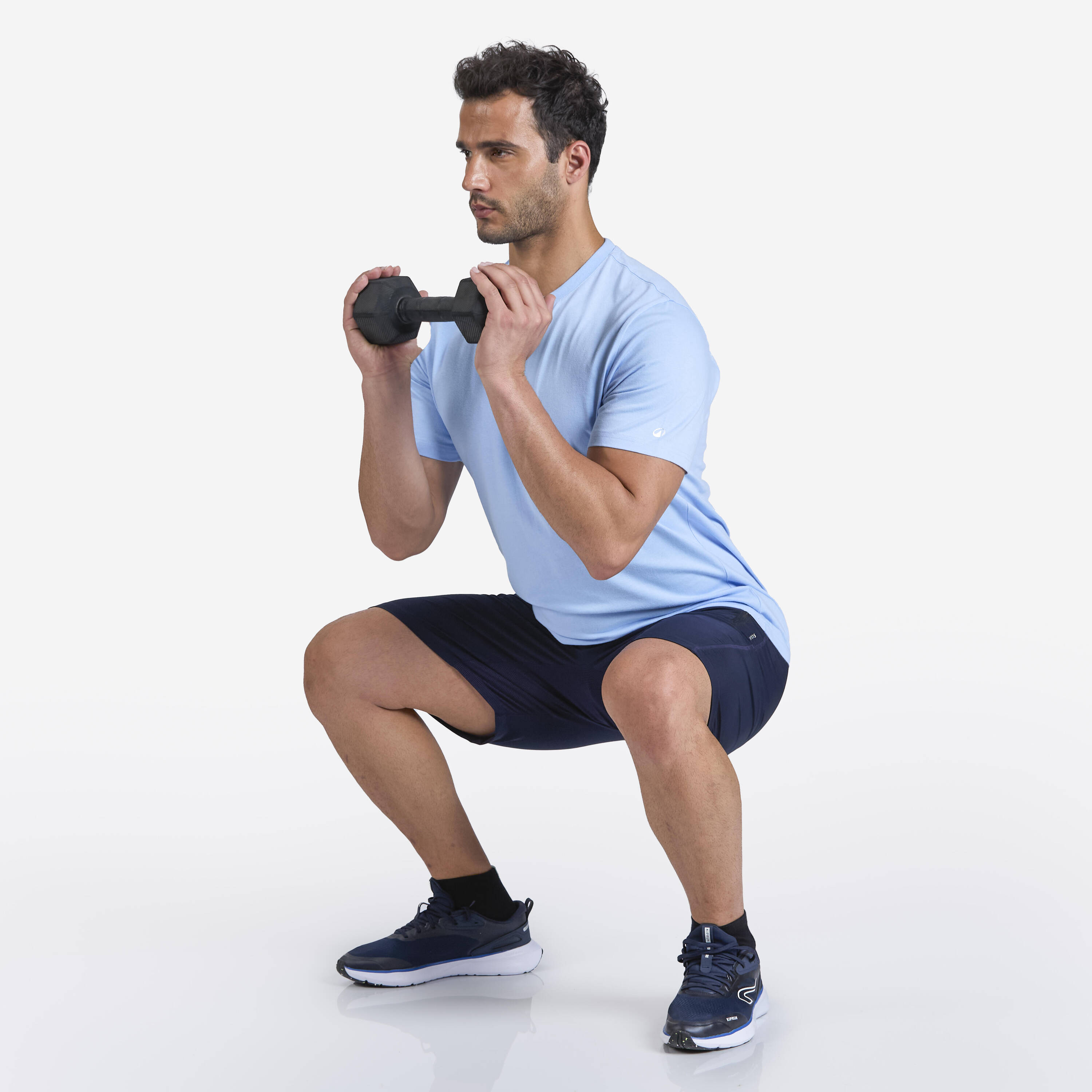 Men's Regular Cotton Fitness T-Shirt 500 - Snowflake Blue -  4