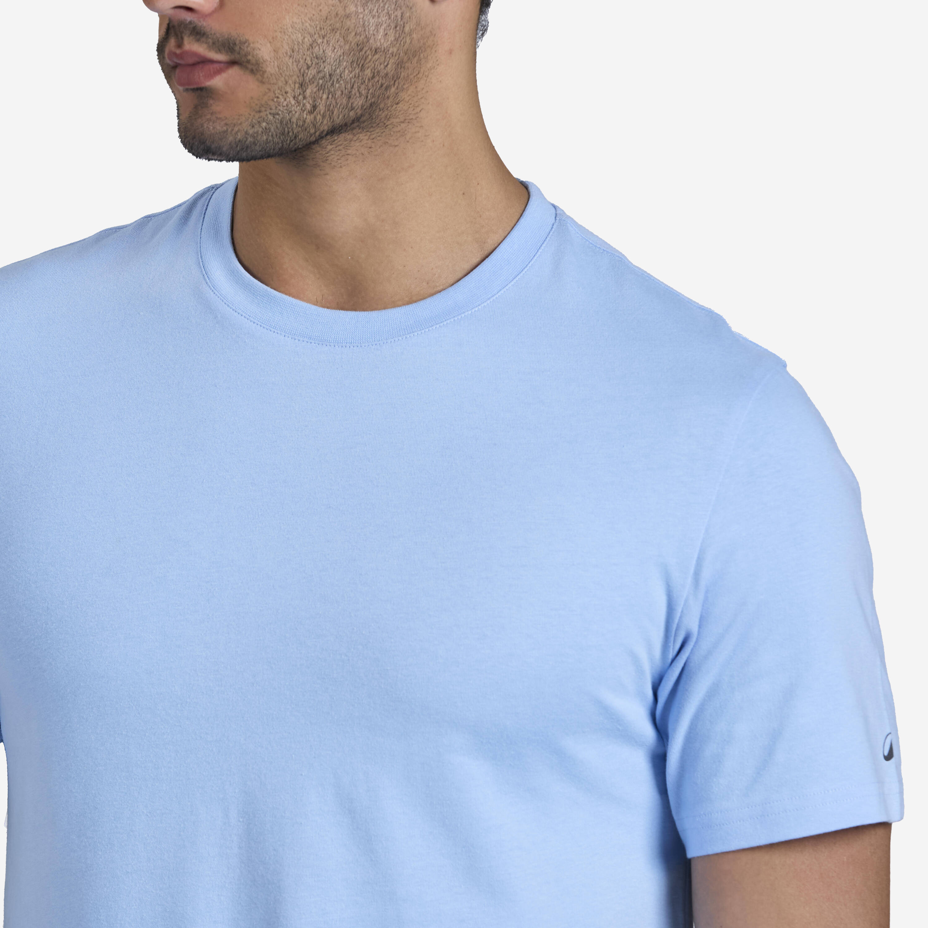 Men's Regular Cotton Fitness T-Shirt 500 - Snowflake Blue -  3