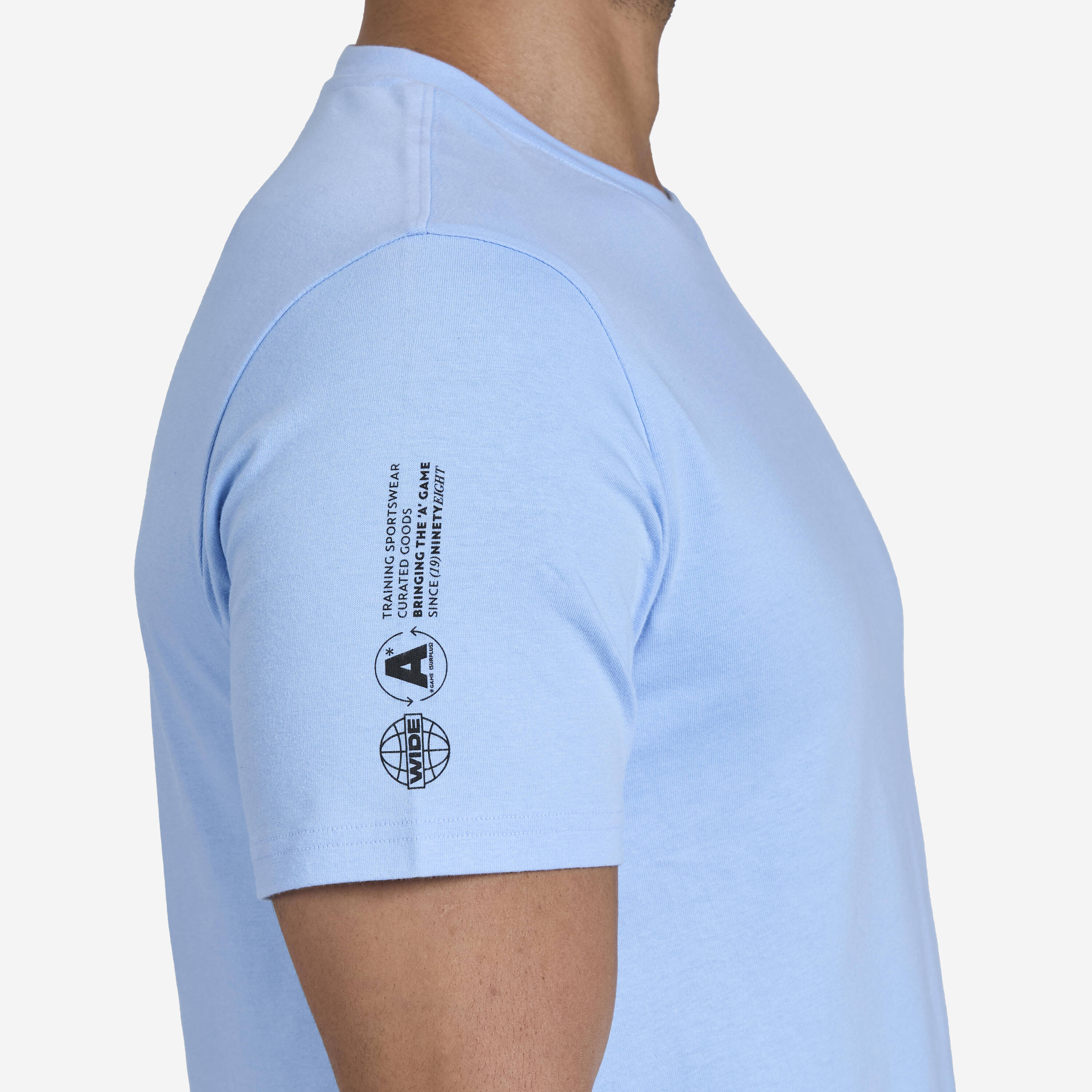 Men's Regular Cotton Fitness T-Shirt 500 - Snowflake Blue -  5