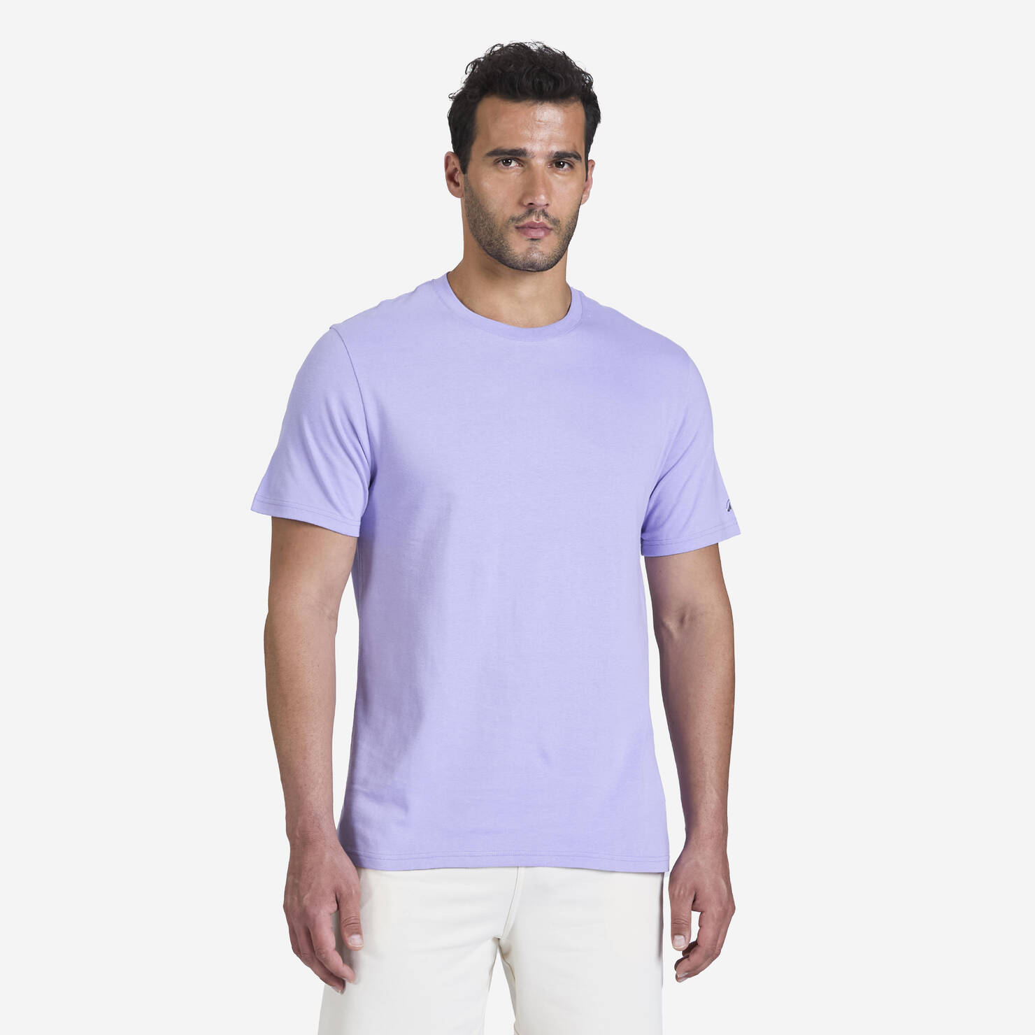 Men Gym T-Shirt Cotton 500 Essentials- Lavender Purple