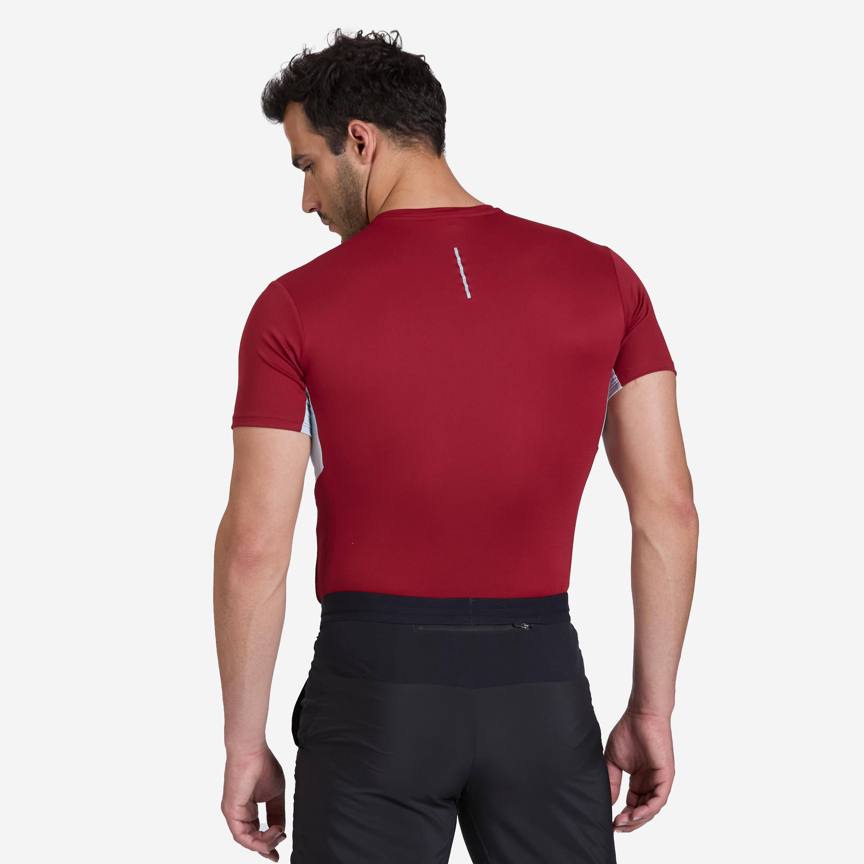 Men's Running Printed Crew NeckT-Shirt - Burgundy Red -  5