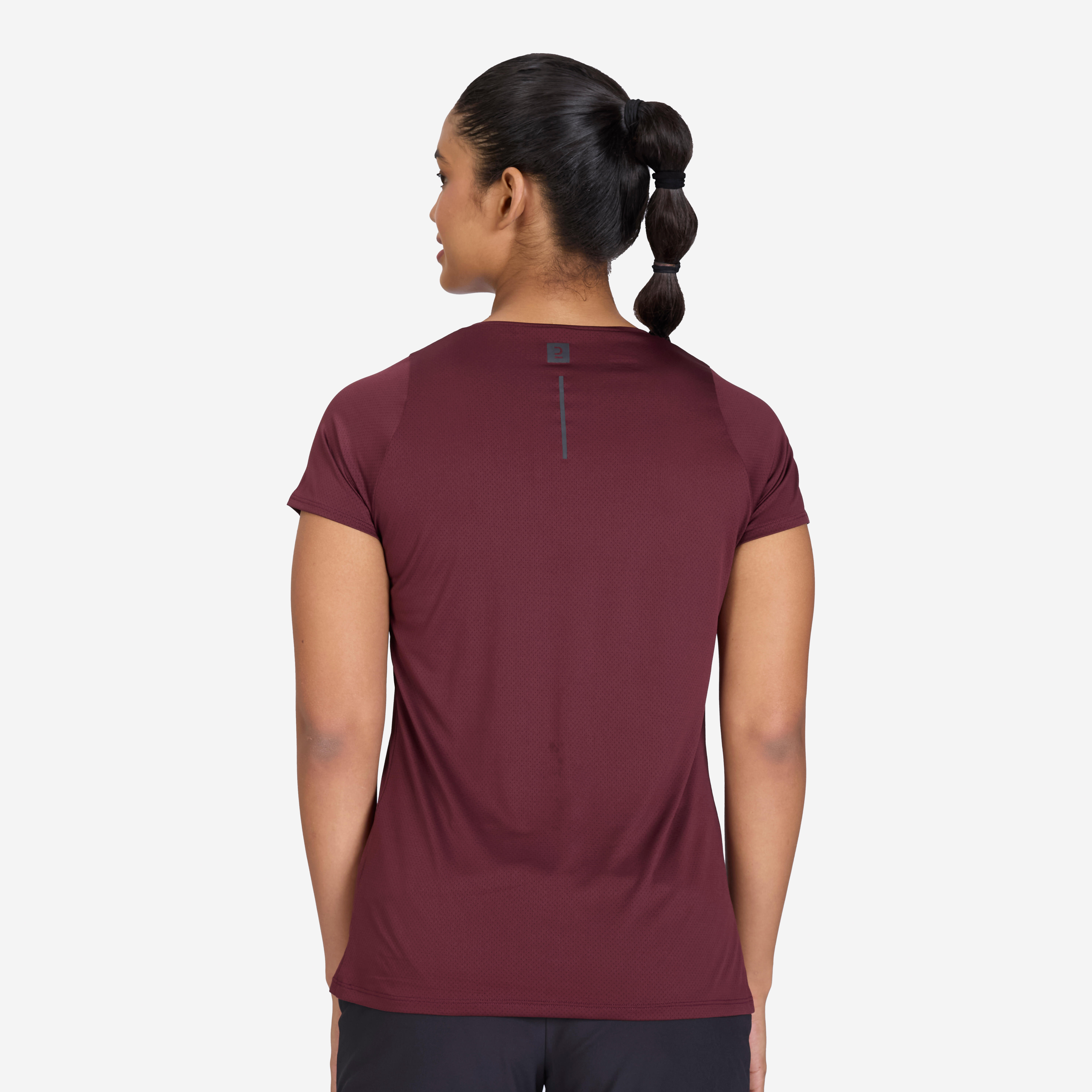 Women's Running Printed  V-Neck T-Shirt For Women dry - Burgundy Purple