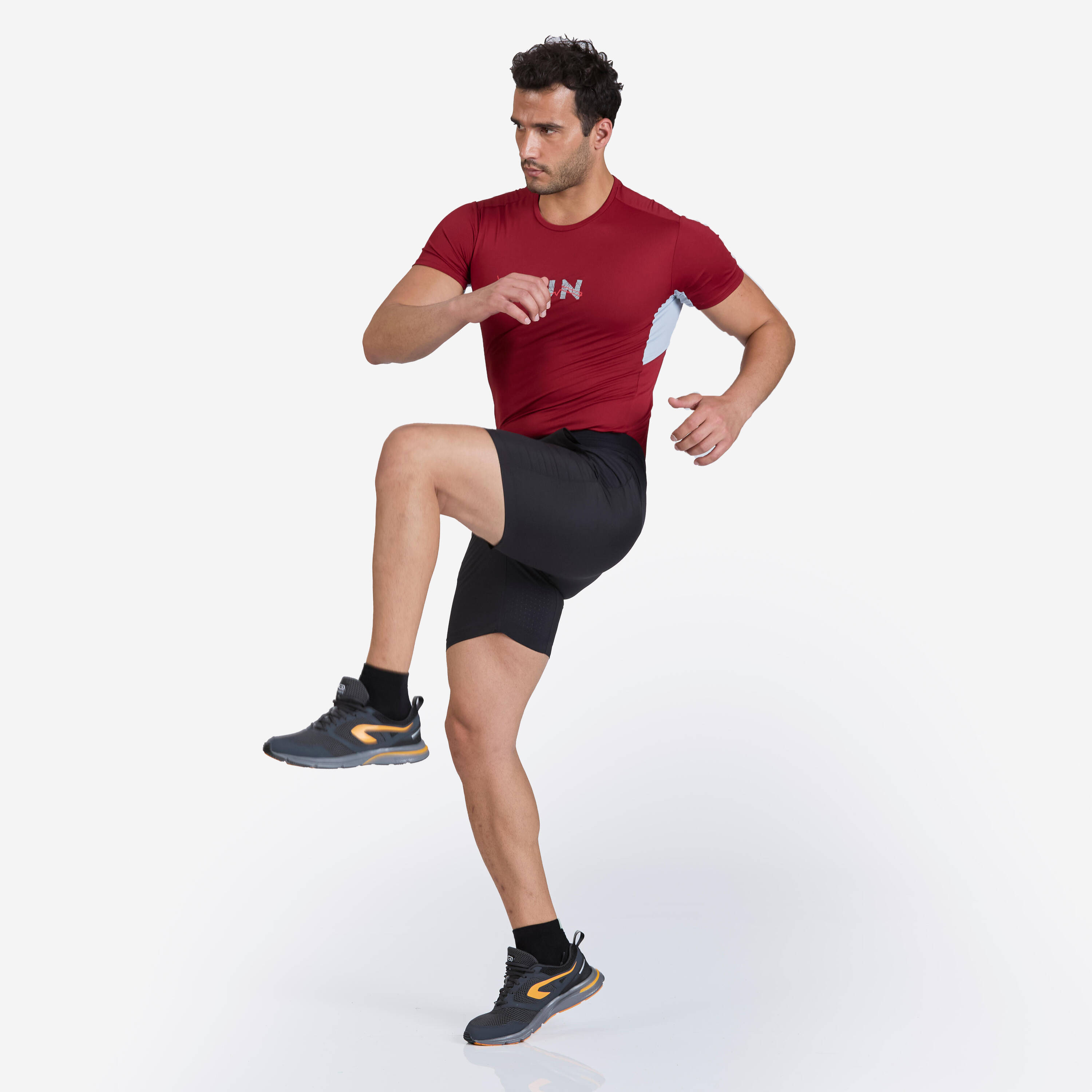 Men's Running Printed Crew NeckT-Shirt - Burgundy Red -  2