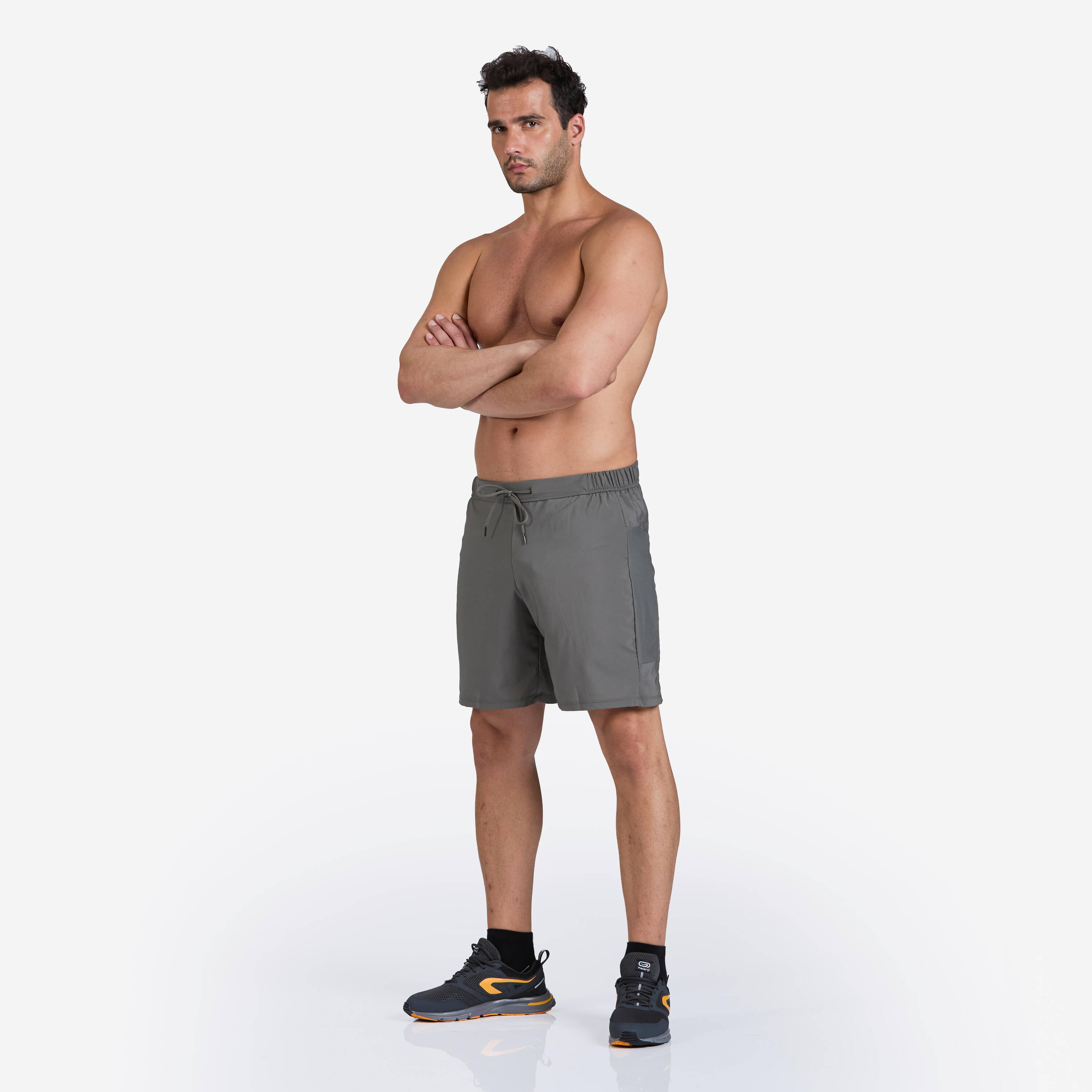 Men Running Shorts Quick Dry, Lightweight, Breathable, Run Dry+ - Ash Khaki -  2