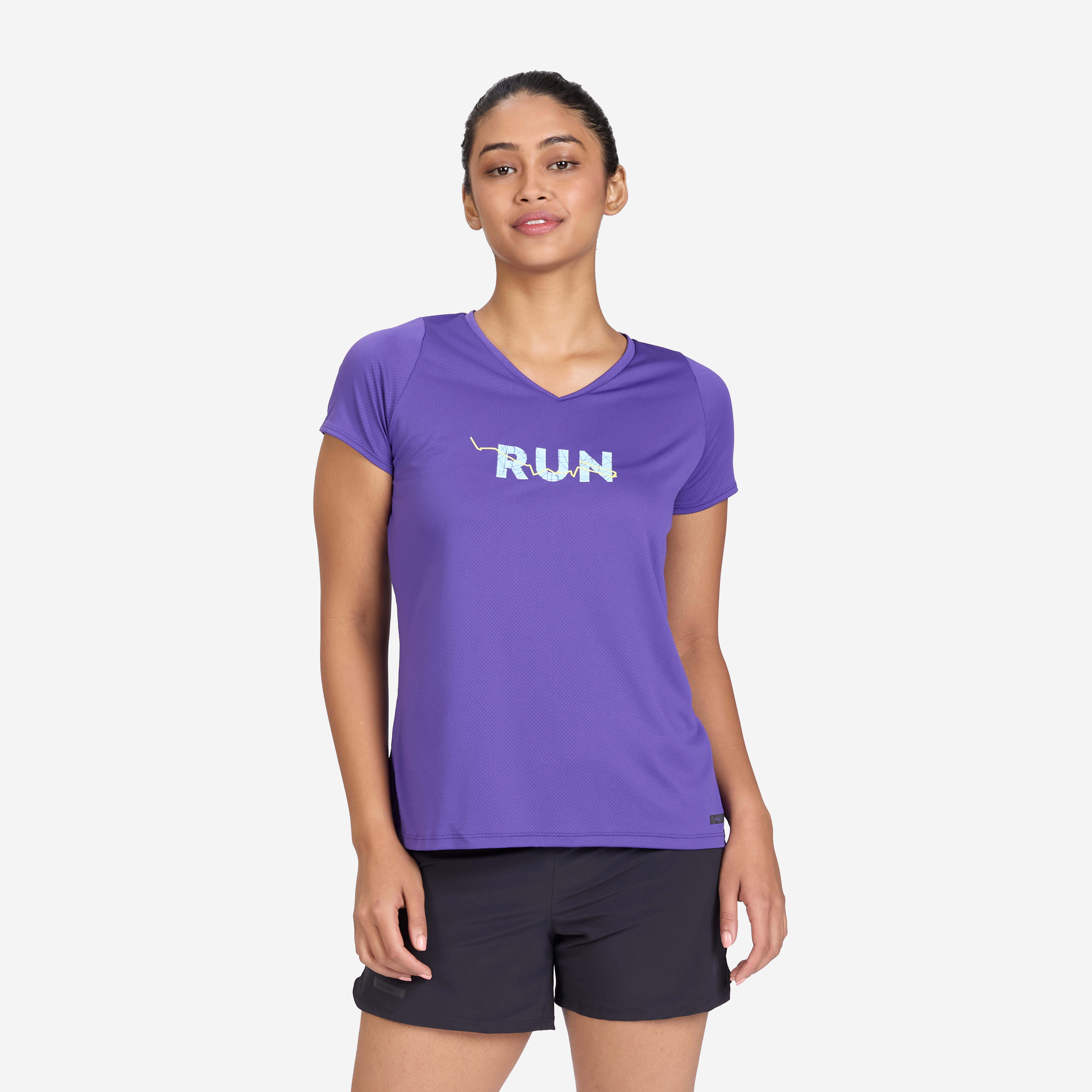 Women's Running Printed  V-Neck T-Shirt For Women dry - Royal Purple