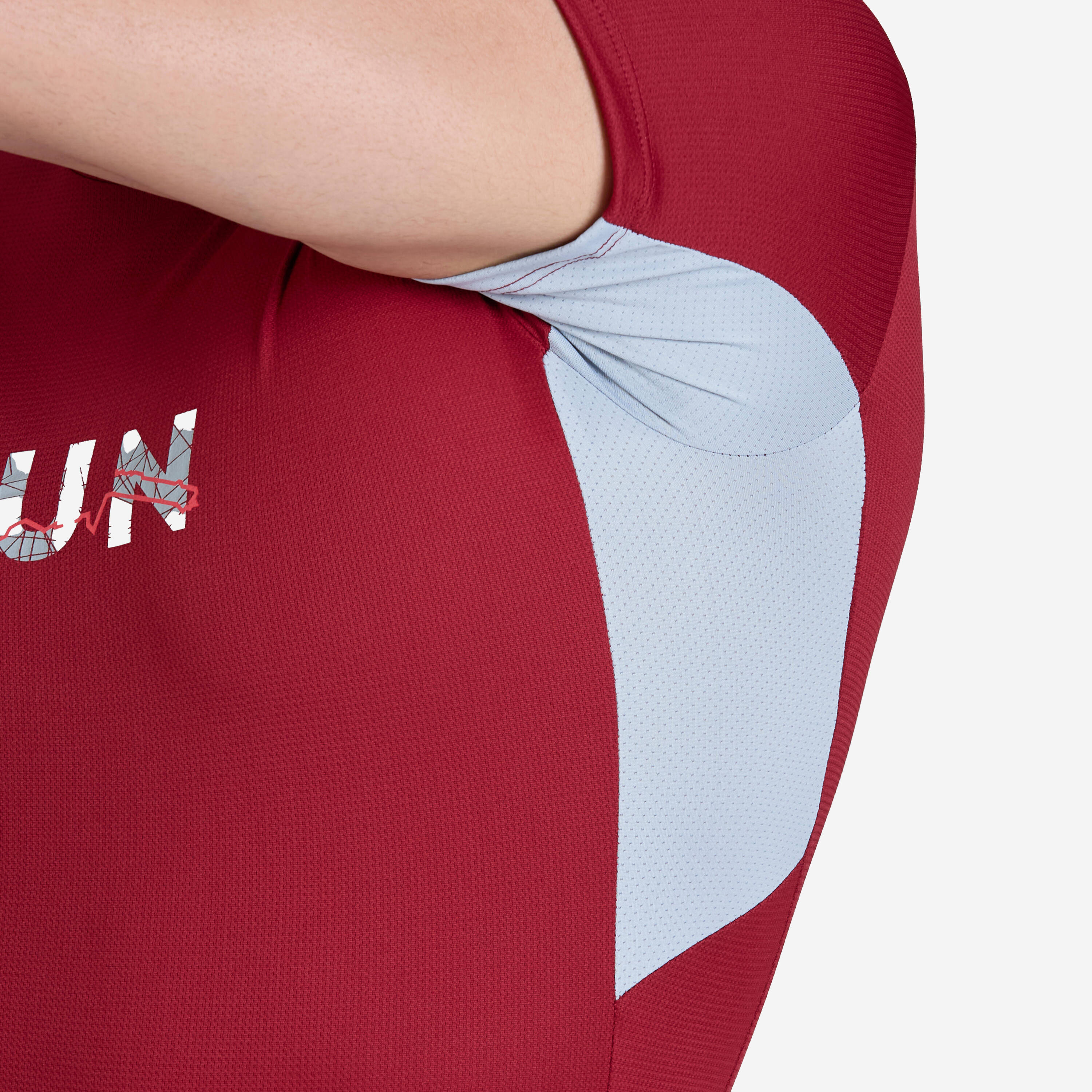Men's Running Printed Crew NeckT-Shirt - Burgundy Red -  4