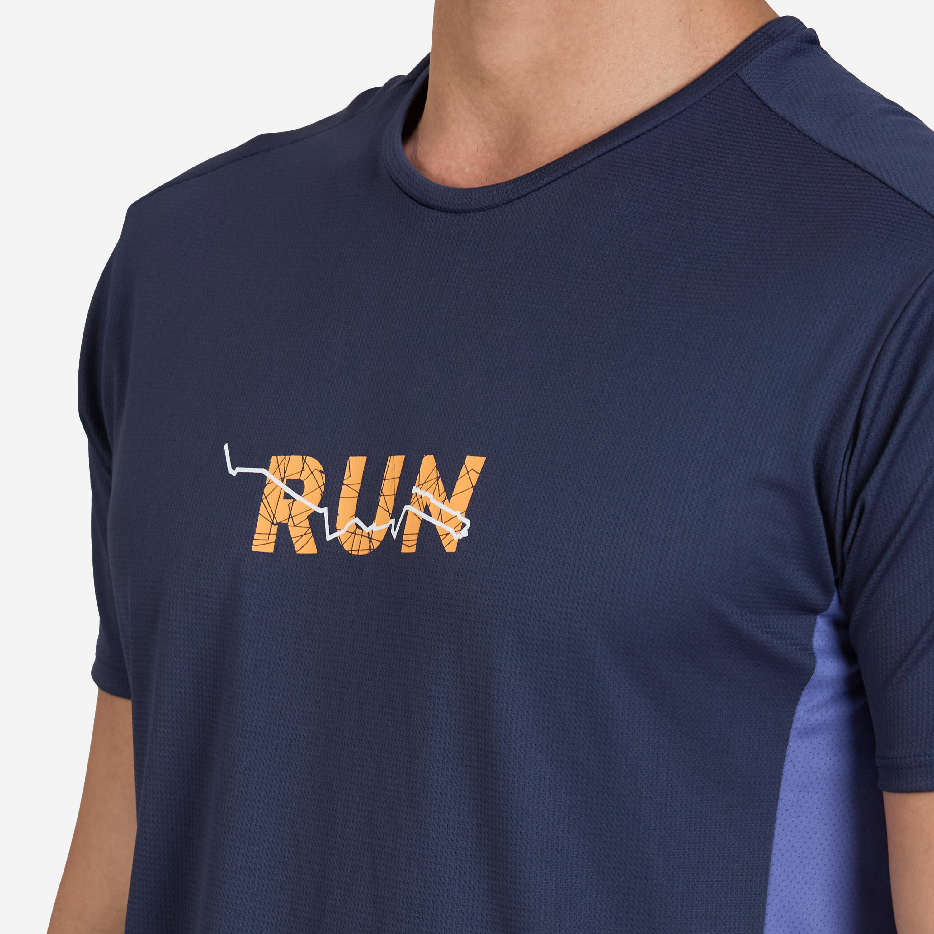 Men's Running Printed Crew Neck T-Shirt -Asphalt Blue -  3
