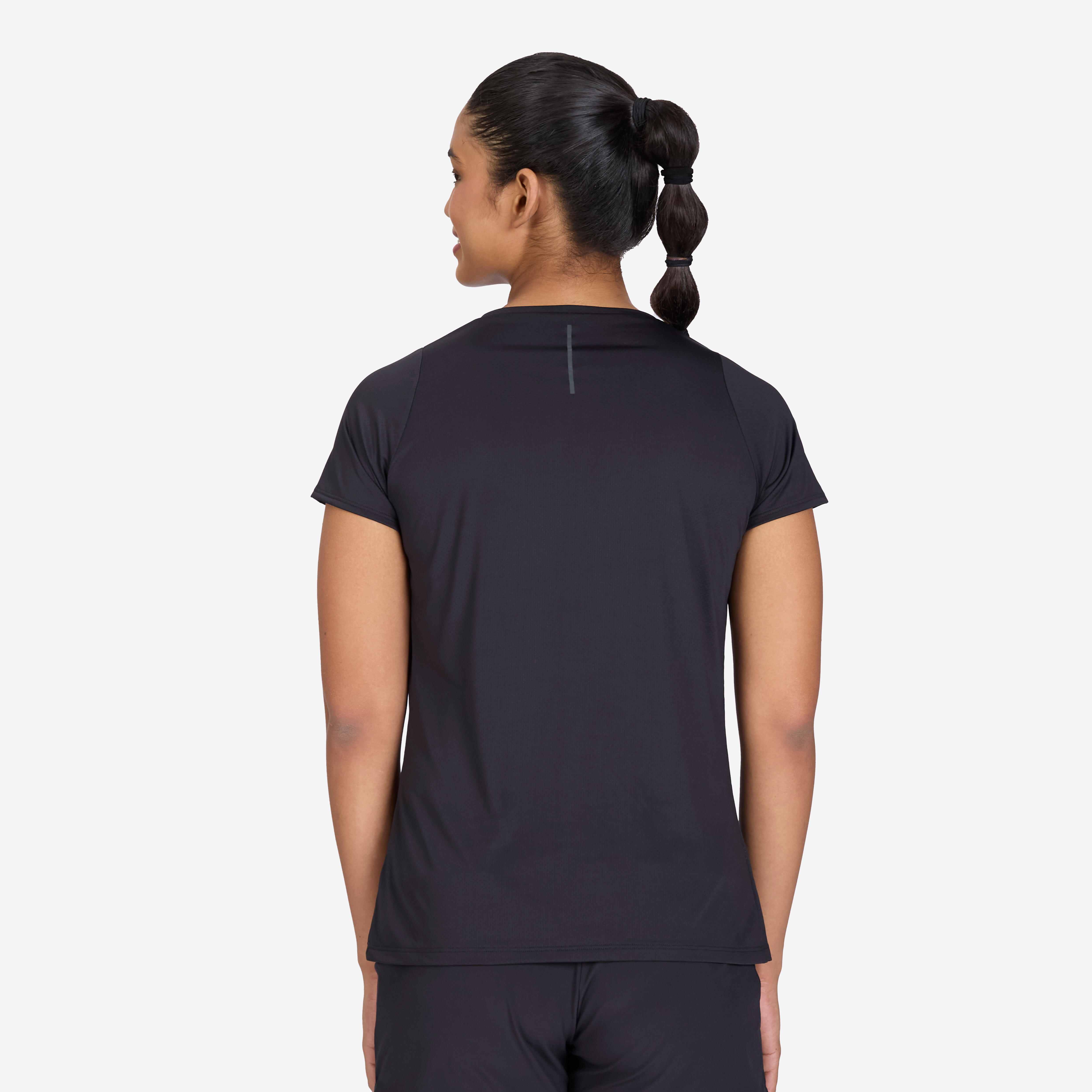 Women's Running Printed V-Neck T-Shirt For Women dry Smoked Black