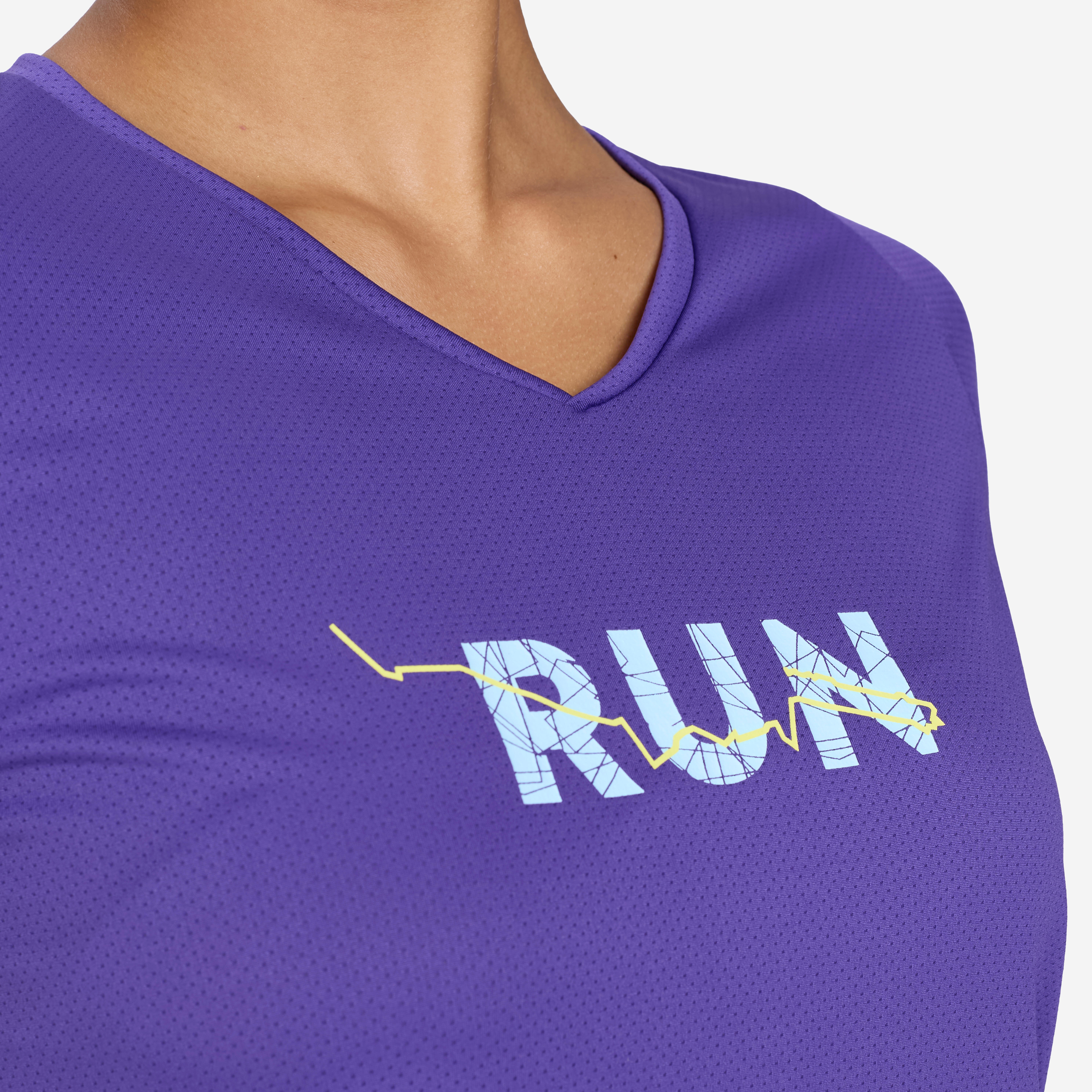 Women's Running Printed  V-Neck T-Shirt For Women dry - Royal Purple