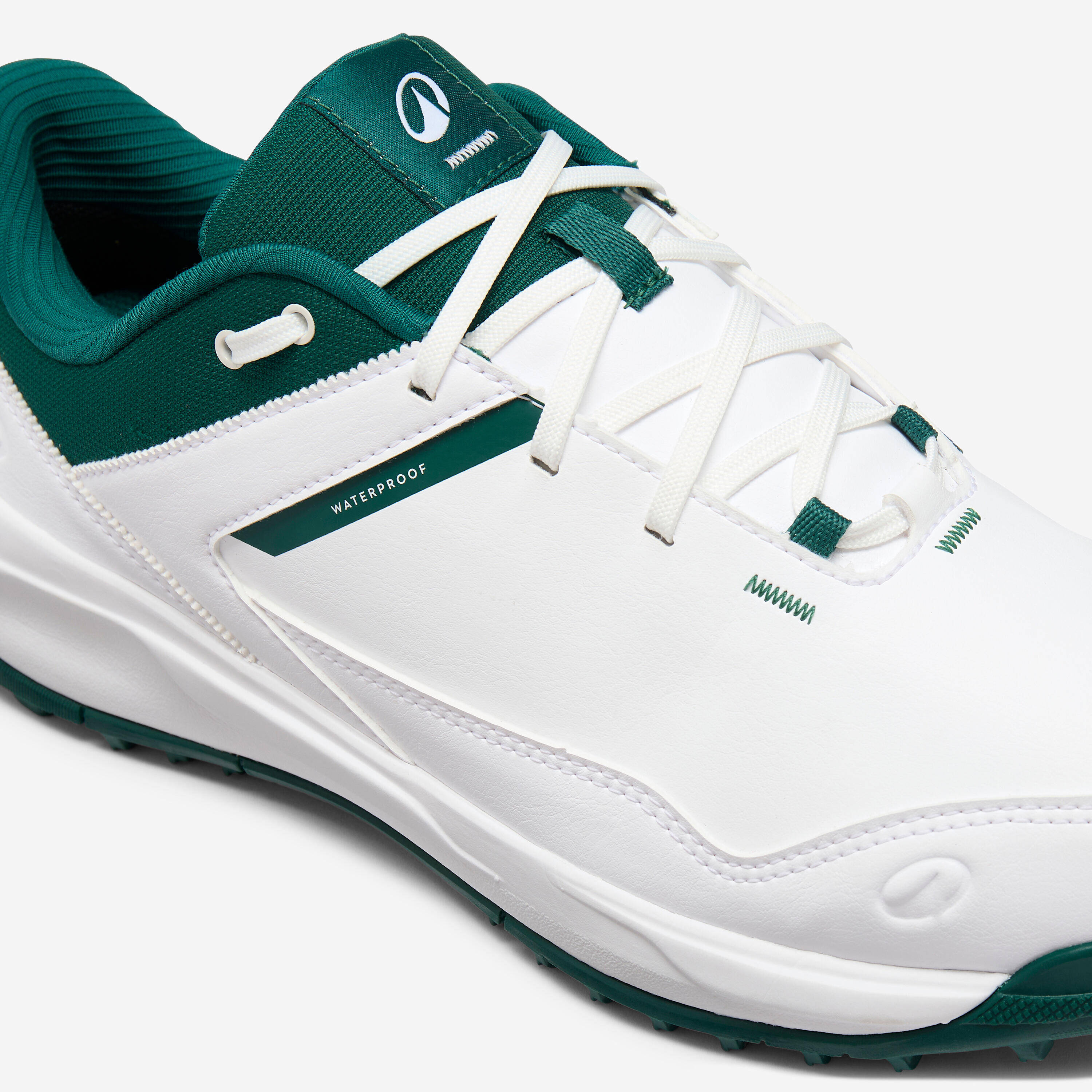 Waterproof Golf Shoes, MW500 white and green -  5