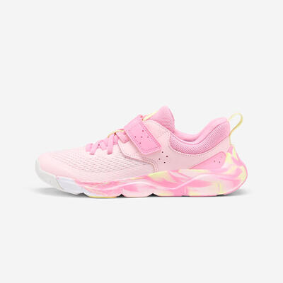 Scarpe da ginnastica bambino PLAYFUL FAST con strap e lacci elastici rosa-giallo