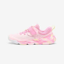 Chaussures à scratch et lacets élastiques enfant, Playful Fast rose et jaune