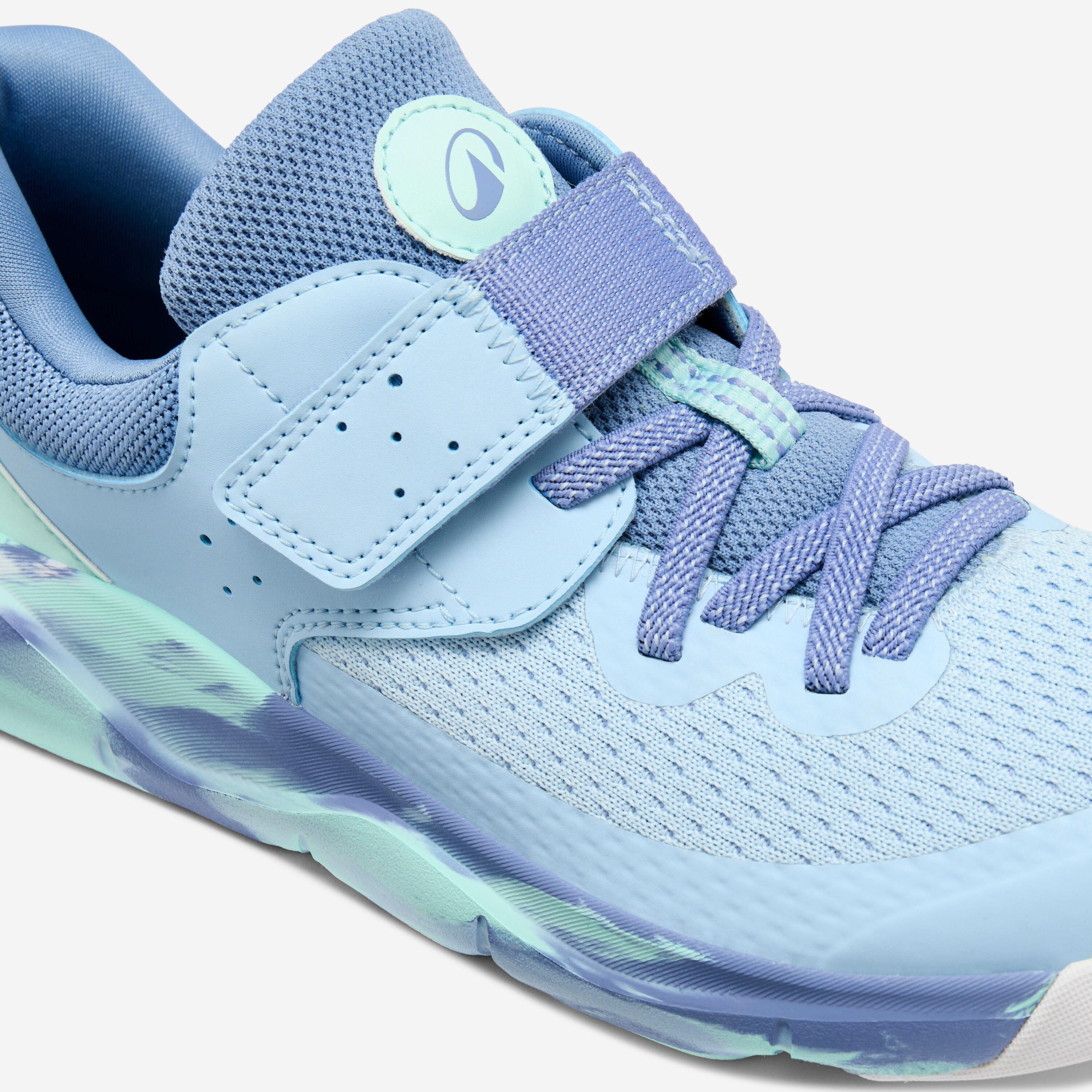 Chaussures à scratch et lacets élastiques enfant, Playful Fast bleu et vert 3/7