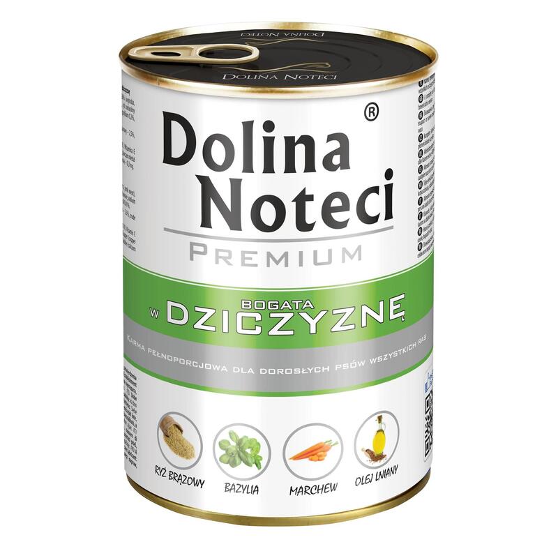 Mokra karma dla psa Dolina Noteci Premium bogata w dziczyznę puszka 400 g