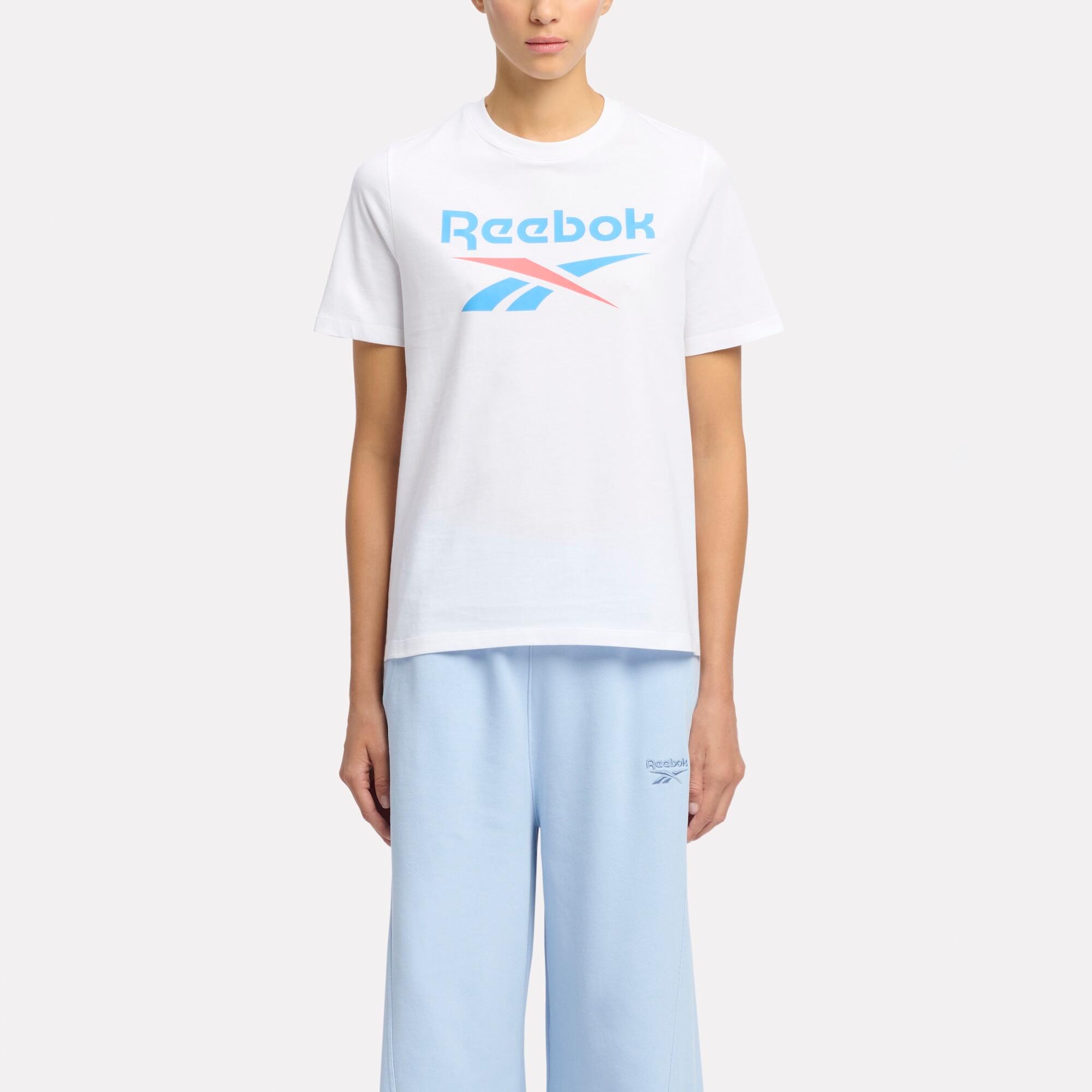 REEBOK T-shirt bianca Reebok donna palestra regular fit cotone