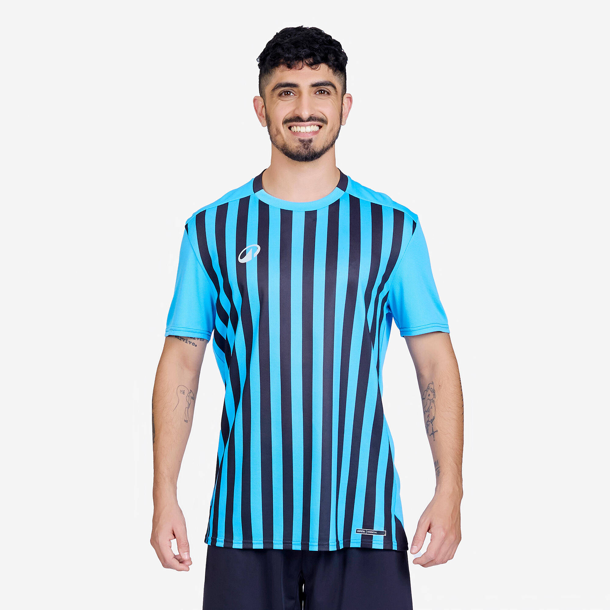 Men Football Short Sleeve Tshirt Quick Dry F100 - Light Blue & Black -  3