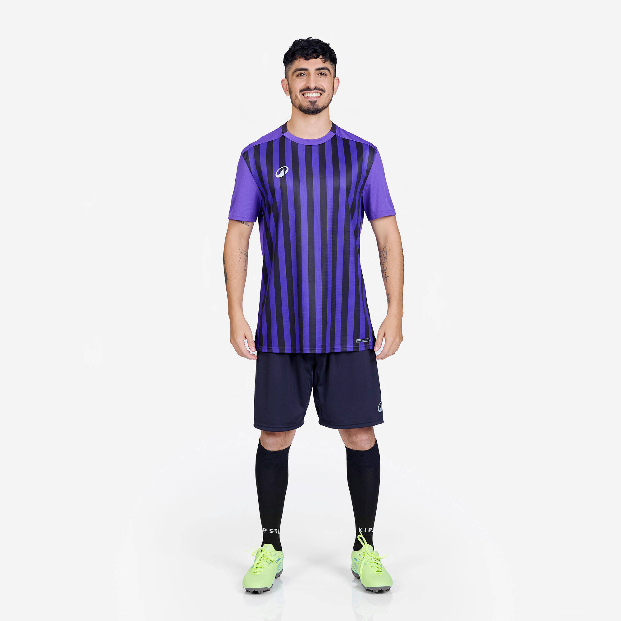 Men Football Short Sleeve Tshirt Quick Dry F100 - Purple & Black -  5