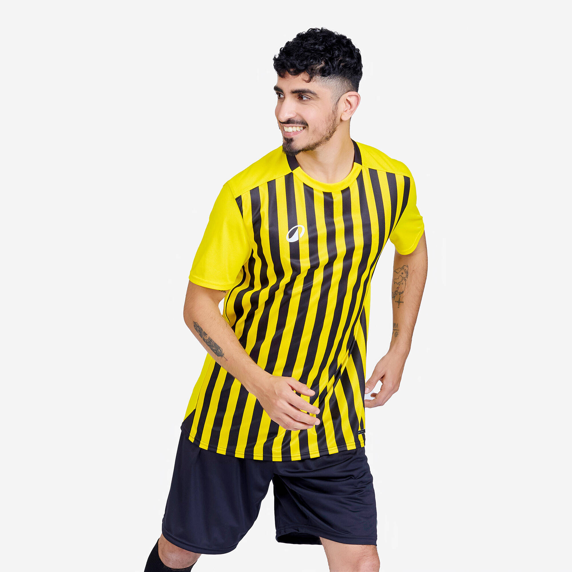 Men Football Short Sleeve Tshirt Quick Dry F100 - Yellow & Black -  2