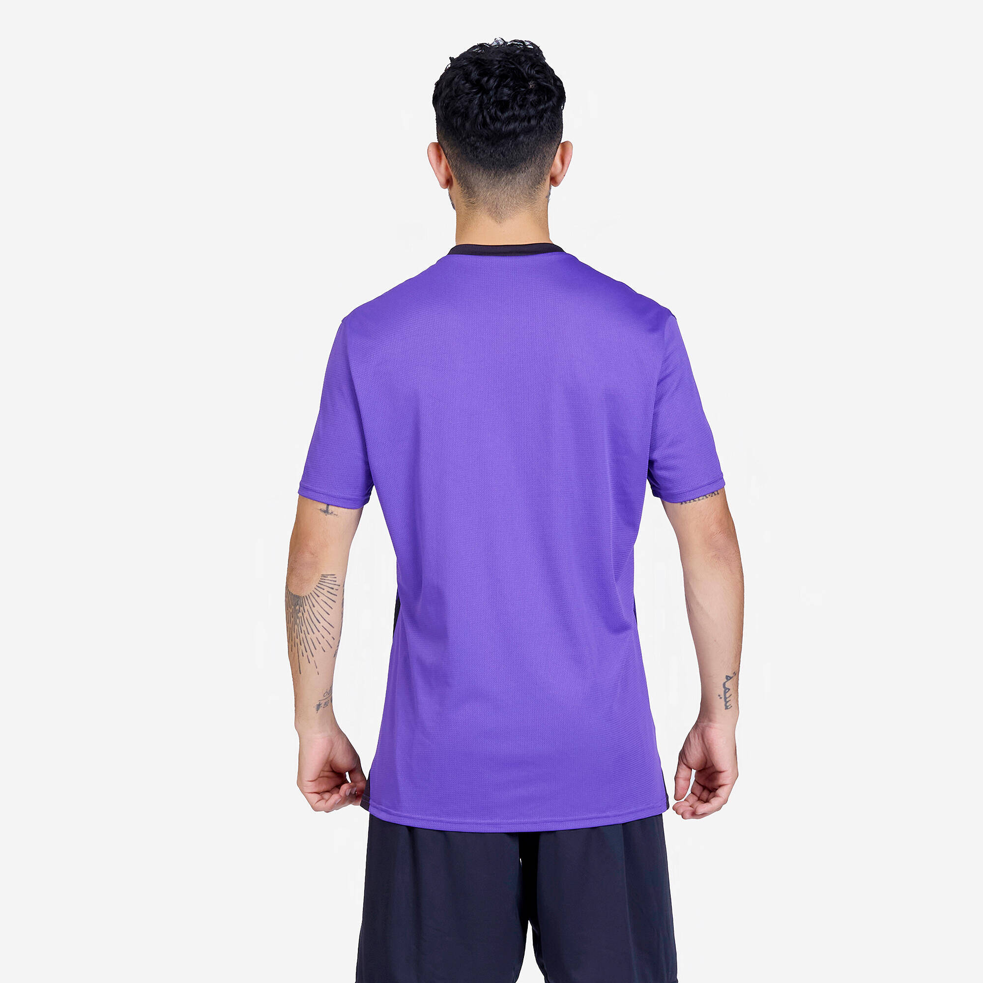 Men Football Short Sleeve Tshirt Quick Dry F100 - Purple & Black -  2