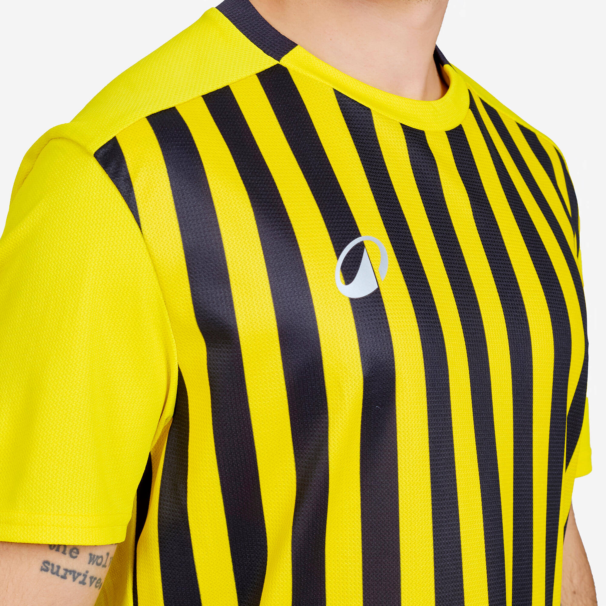Men Football Short Sleeve Tshirt Quick Dry F100 - Yellow & Black -  4