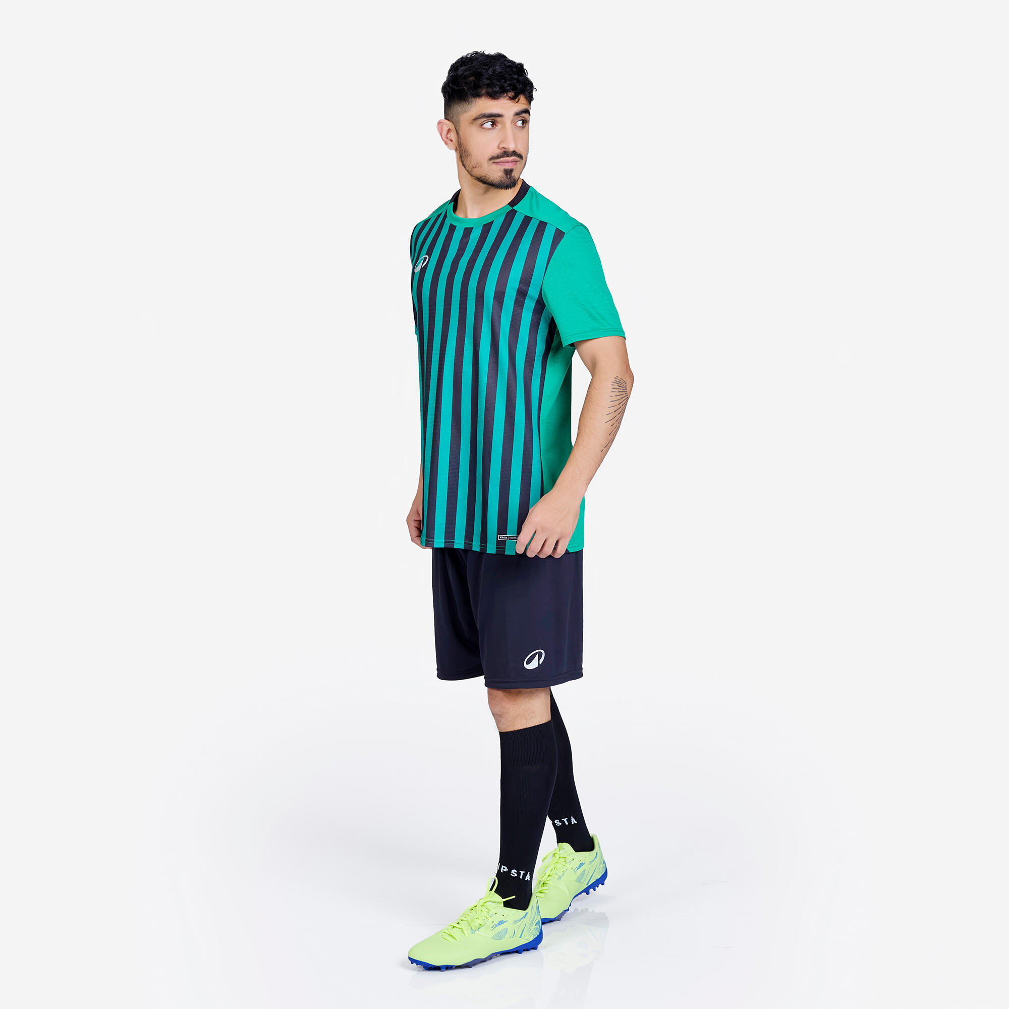 Men Football Short Sleeve Tshirt Quick Dry F100 - Green & Black