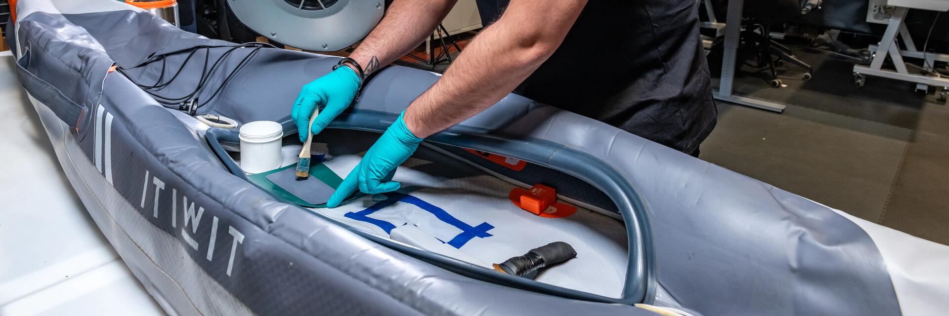 Repairing inflatable kayak