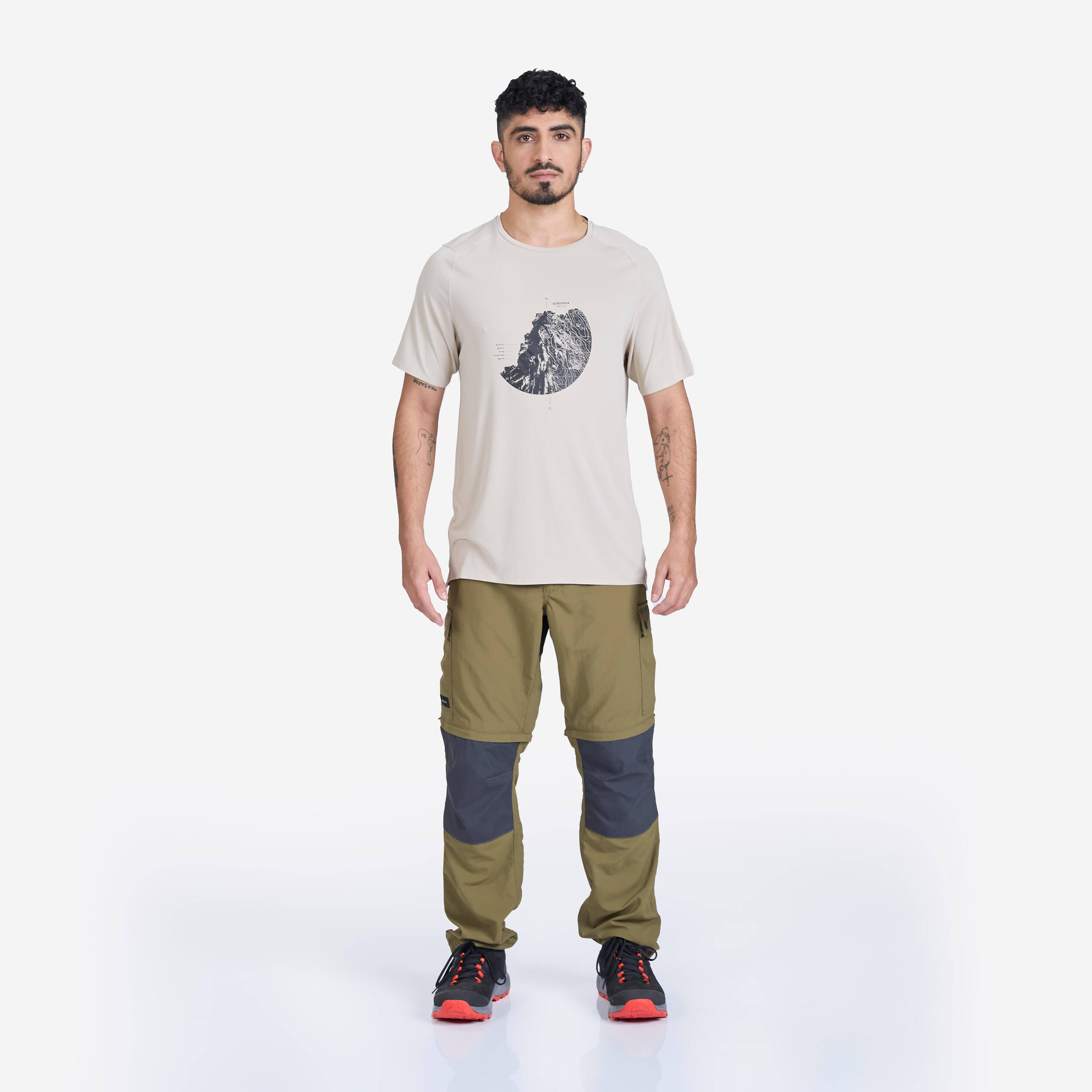 Men's Mountain Trekking Durable 2-in-1 Zip-Off Trousers MT100