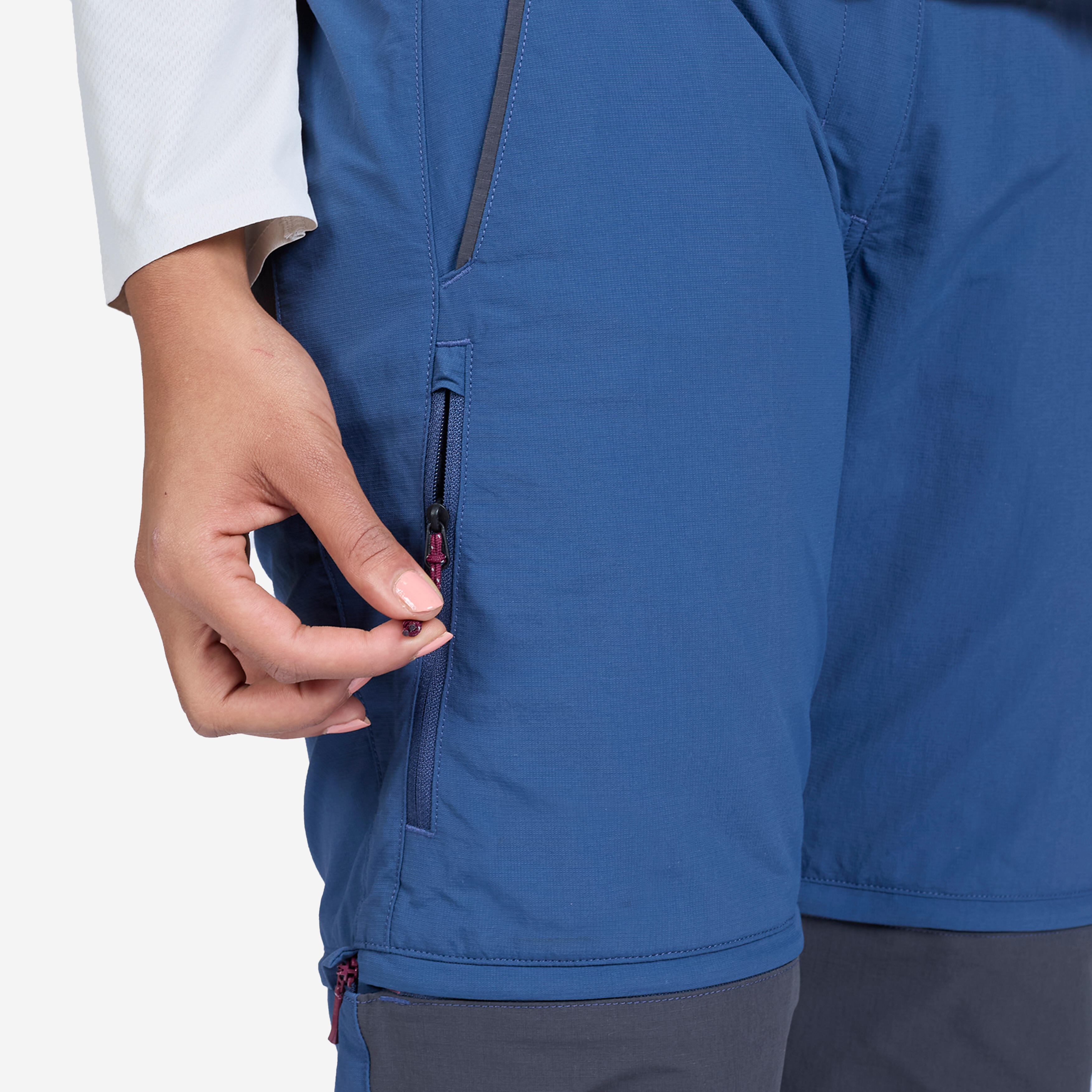 Women's Mountain Trekking 2-in-1 Zip-Off Trousers MT100 - grey