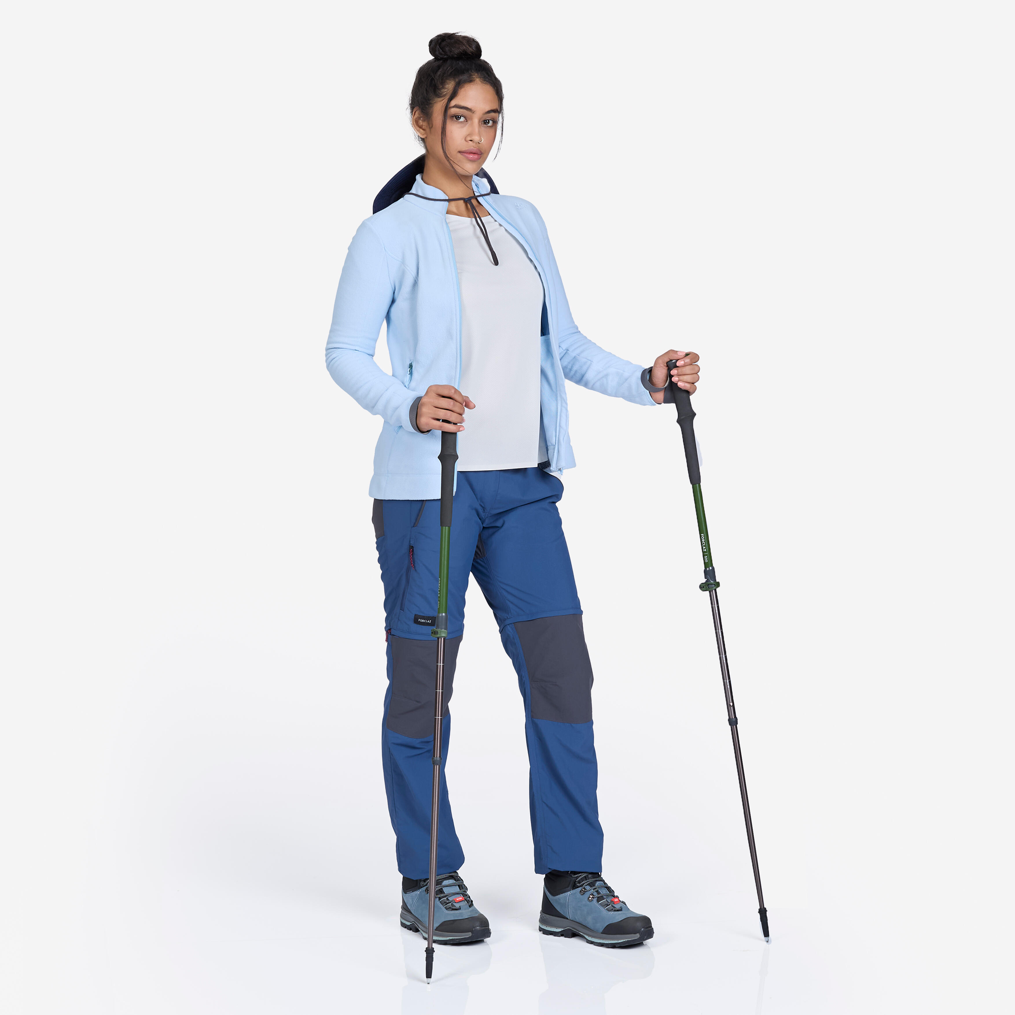 Women's Mountain Trekking 2-in-1 Zip-Off Trousers MT100 - grey