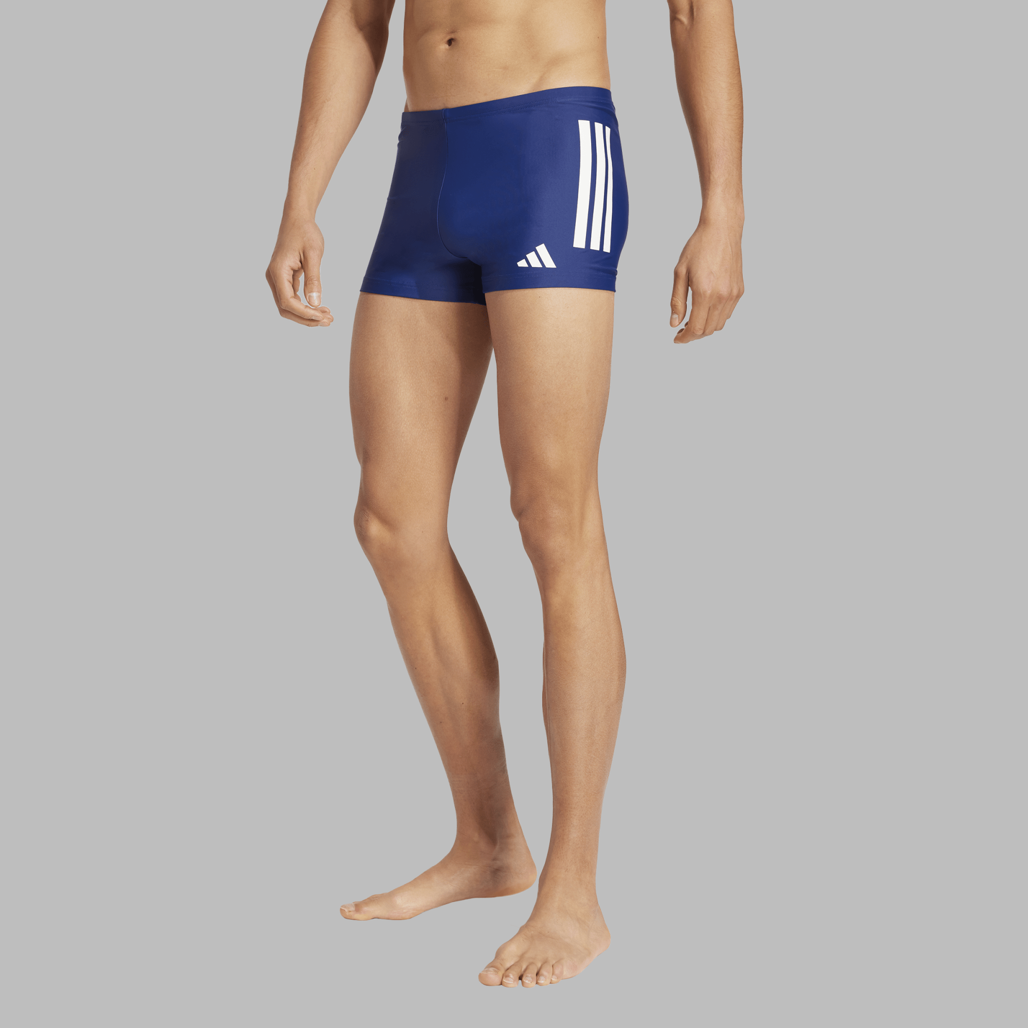 Maillot boxer de bain natation Homme Adidas bandes bleu et