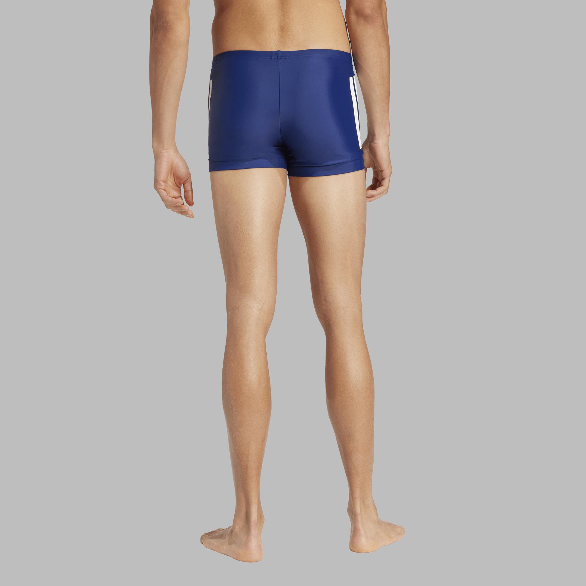 Maillot boxer de bain natation Homme - Adidas 3 bandes bleu et blanc 6/6