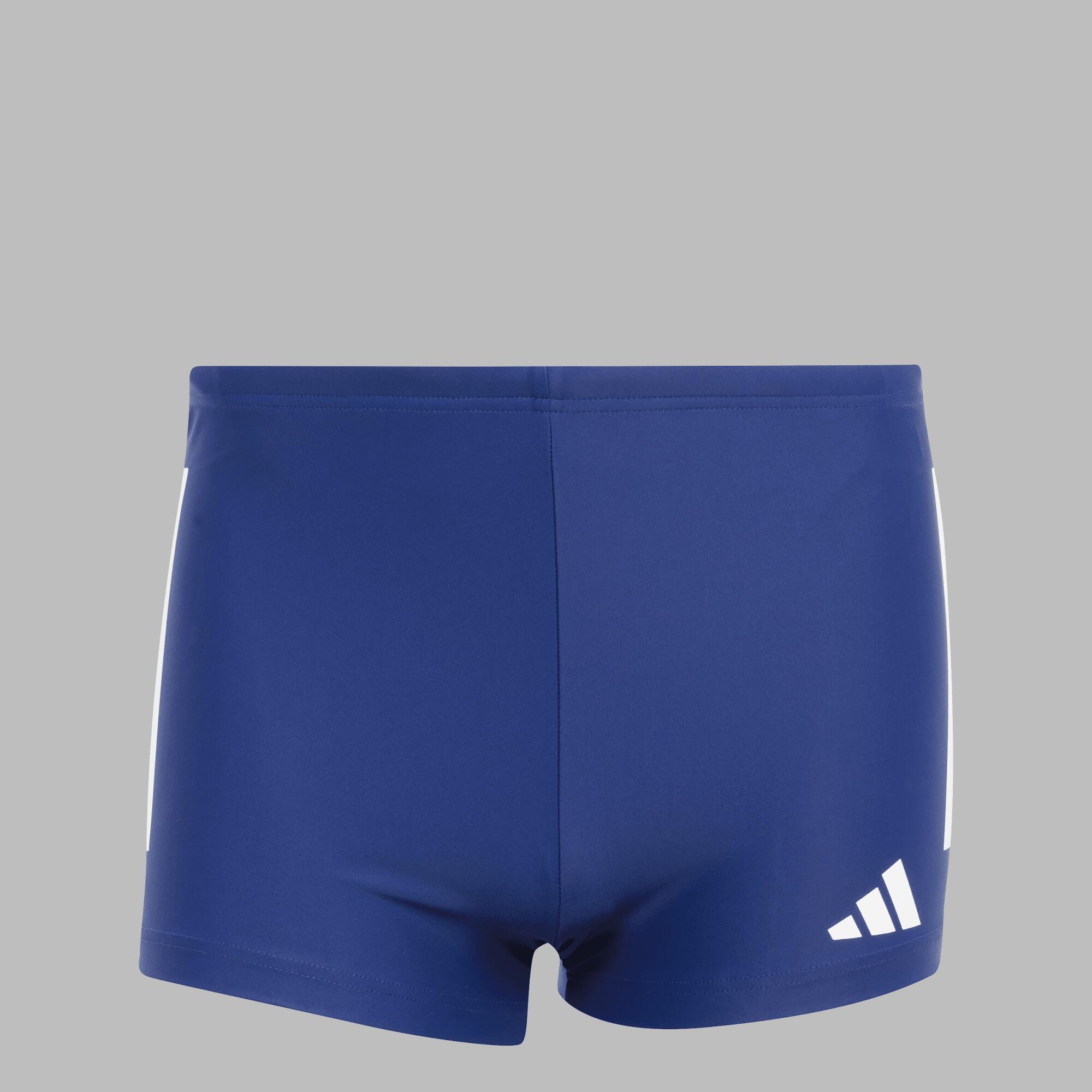 Maillot boxer de bain natation Homme - Adidas 3 bandes bleu et blanc 4/6
