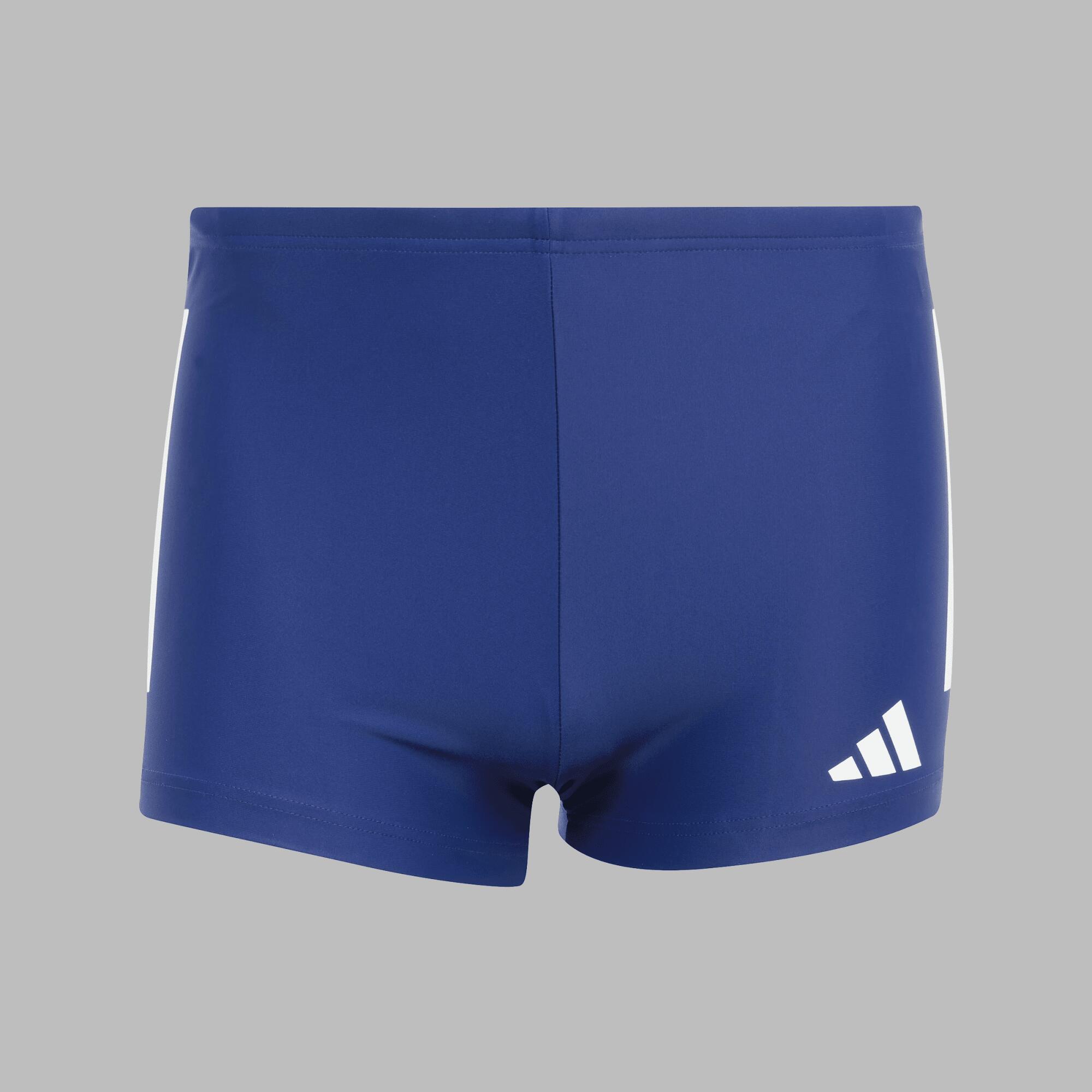 Maillot boxer de bain natation Homme - Adidas 3 bandes bleu et blanc 3/6