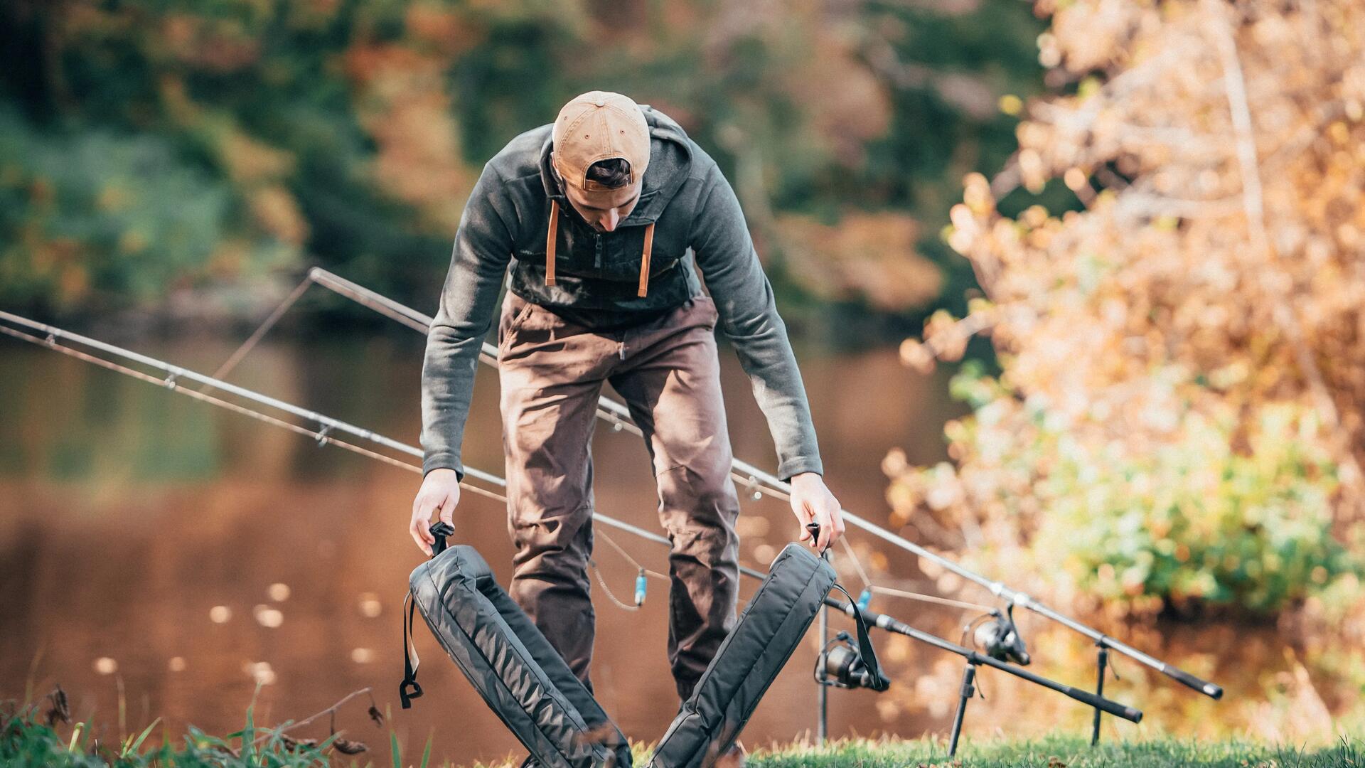 woman on the dock in town smiling at the people fishing with her