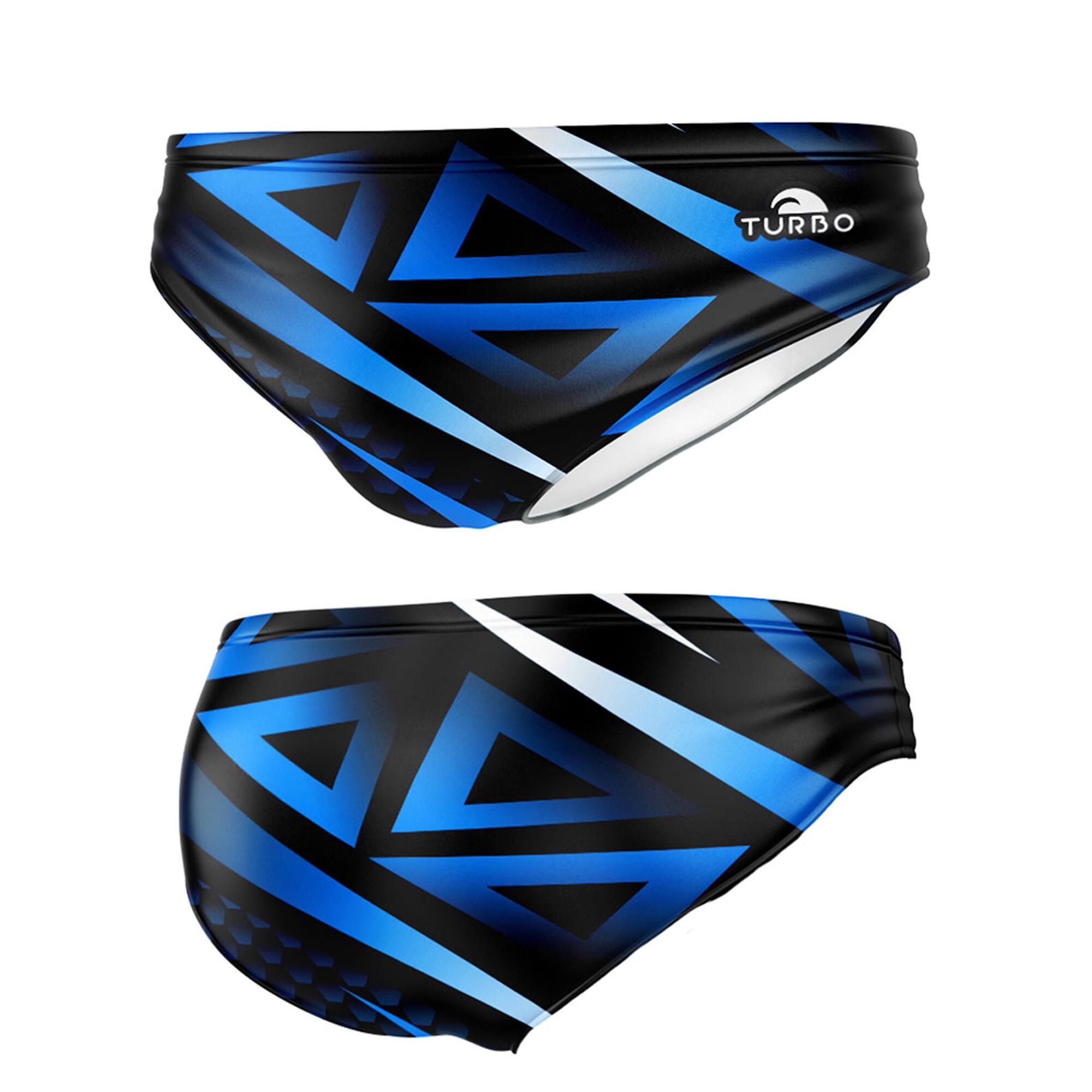 TURBO Bañador Hombre Turbo Slip Natación Kaleido Negro Azul