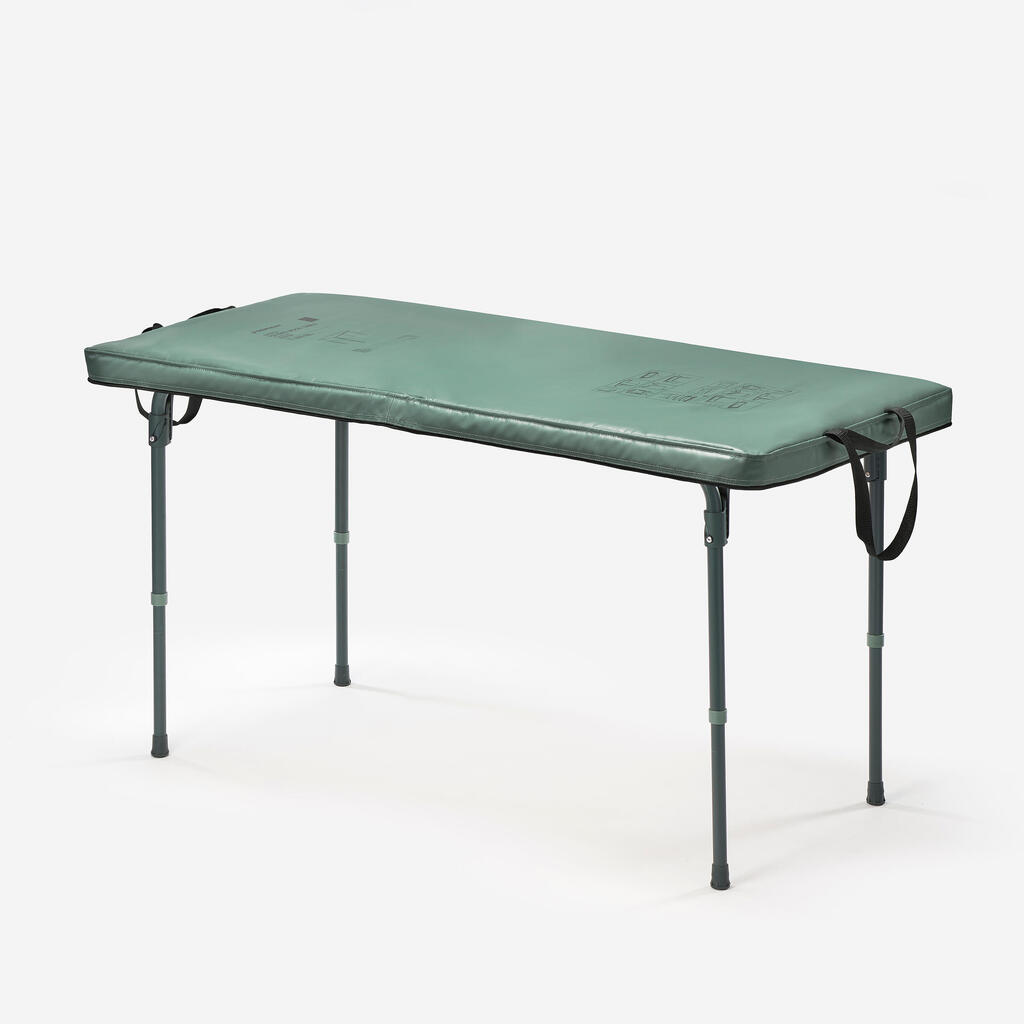 TABLE DE CAMPING PLIANTE - REGLABLE (50 à 71cm) - 4/6 PERSONNES - PLATEAUX BOIS