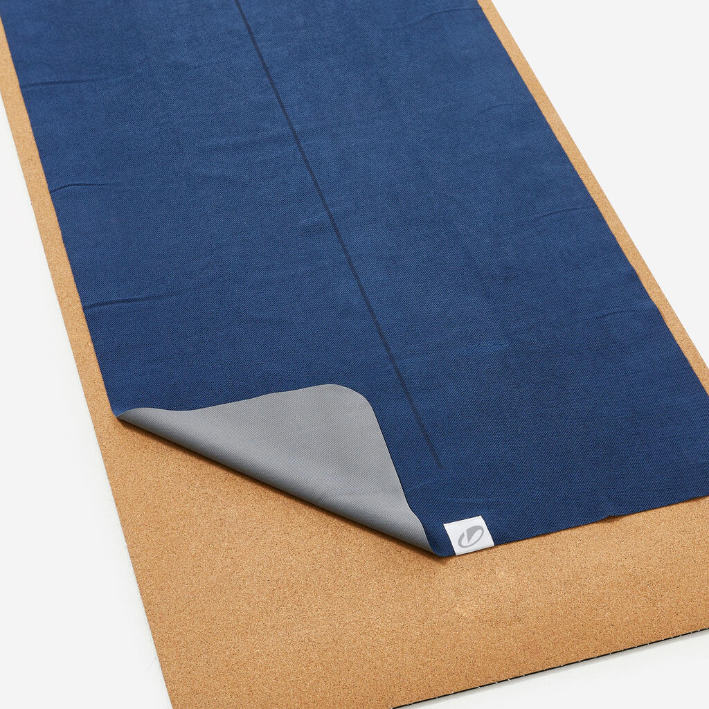 Serviette de yoga antidérapante 183cm x 61cm x 1mm, bleu acier
