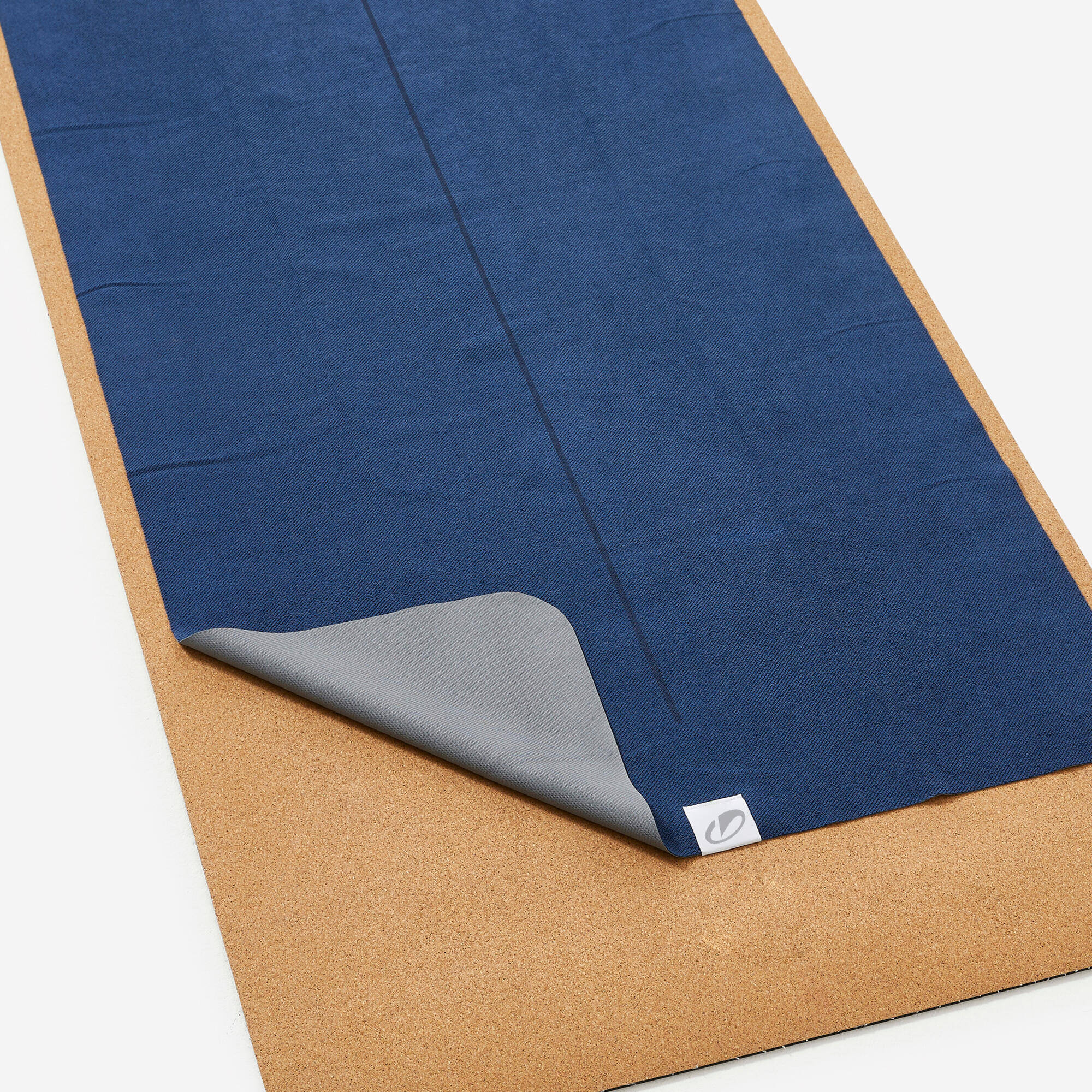 Yoga Towel, 183 x 61 cm, Anti Slip, Absorbent - Grey/Blue -  3